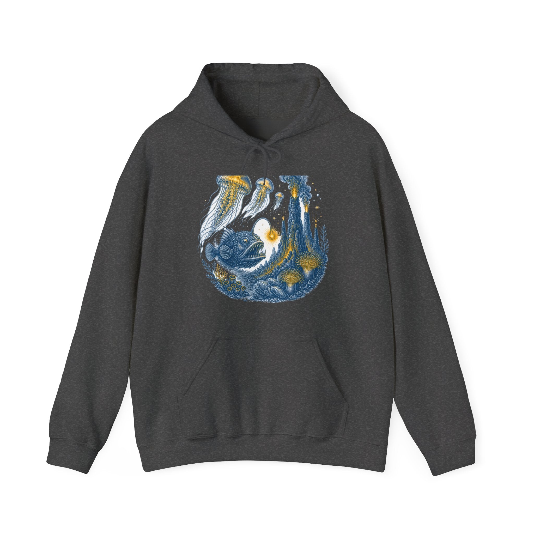 Matching Couple Sweatshirt - Coral Reef & Deep Sea Matching Couple Hooded Sweatshirt Vintage Art His Hers Wedding Gift - Design B