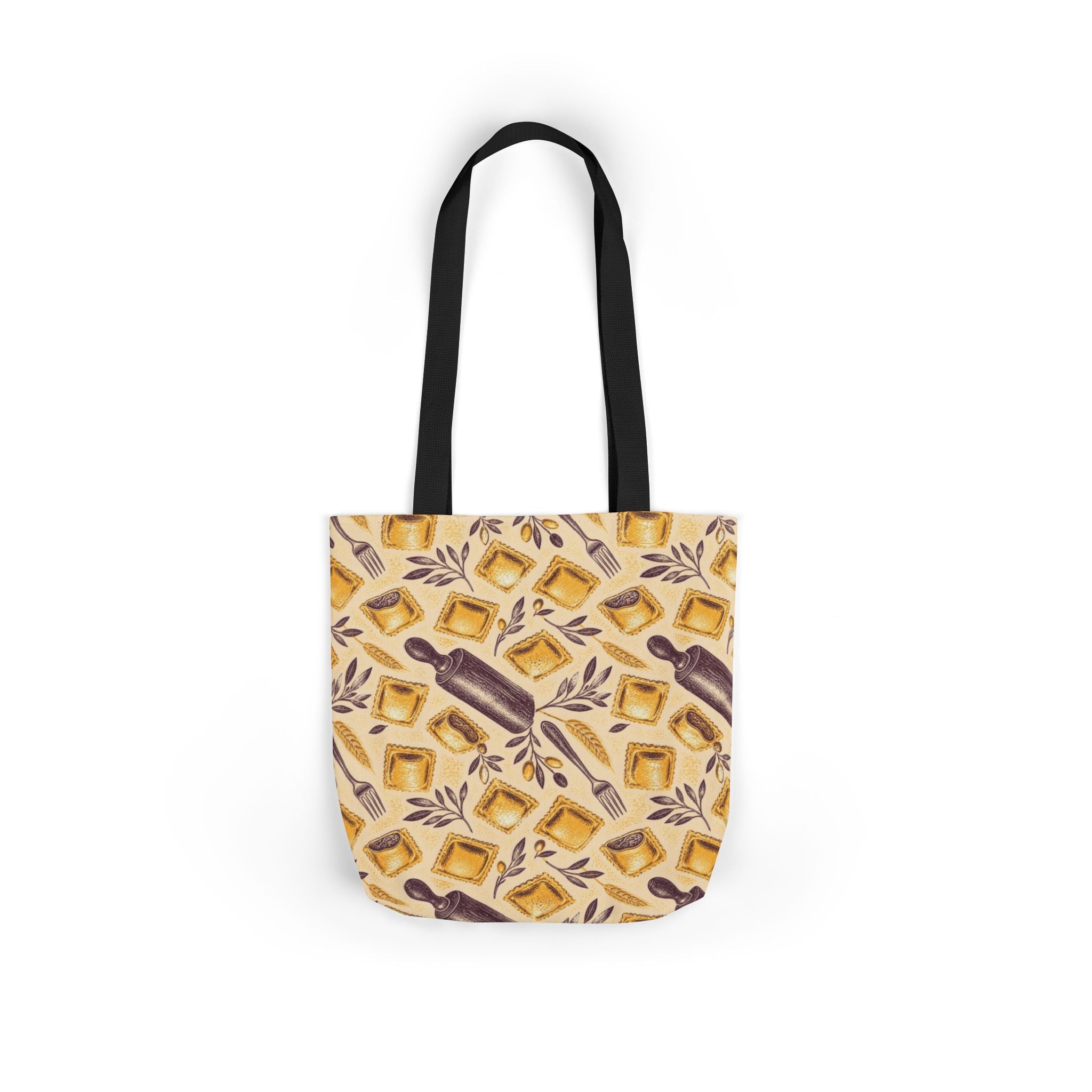 Fresh Ravioli Canvas Tote Bag Mediterranean Kitchen Linocut Design Italian Cottagecore Gift