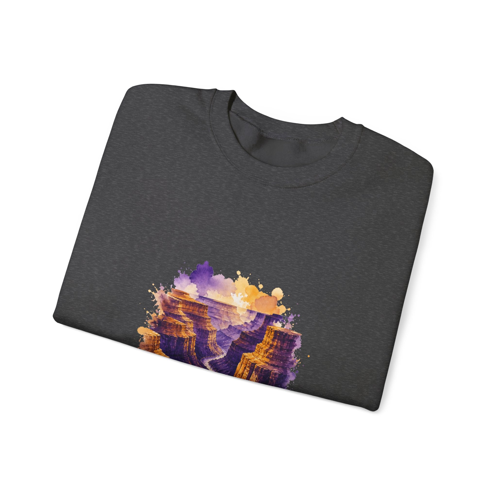 Matching Couple Sweatshirt - Lavender Fields & Canyon Matching Couple Premium Fleece Sweatshirt Watercolor Art His Hers Birthday Gift - Design B