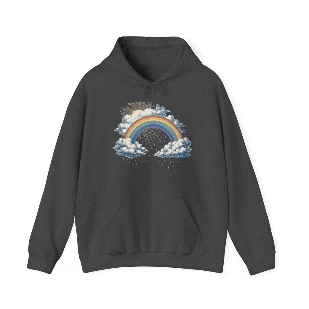 Matching Couple Sweatshirt - Storm & Rainbow Matching Couple Hooded Sweatshirt Vintage Art His Hers Wedding Gift - Design B