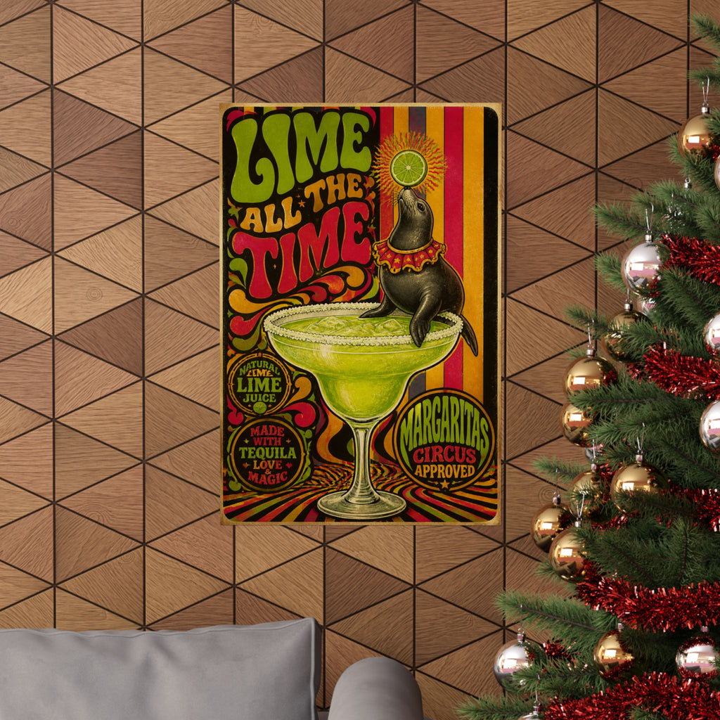 Margarita Balancing Seal Wall Art Poster 24×36 Psychedelic Dining Room Decor Maximalist Print