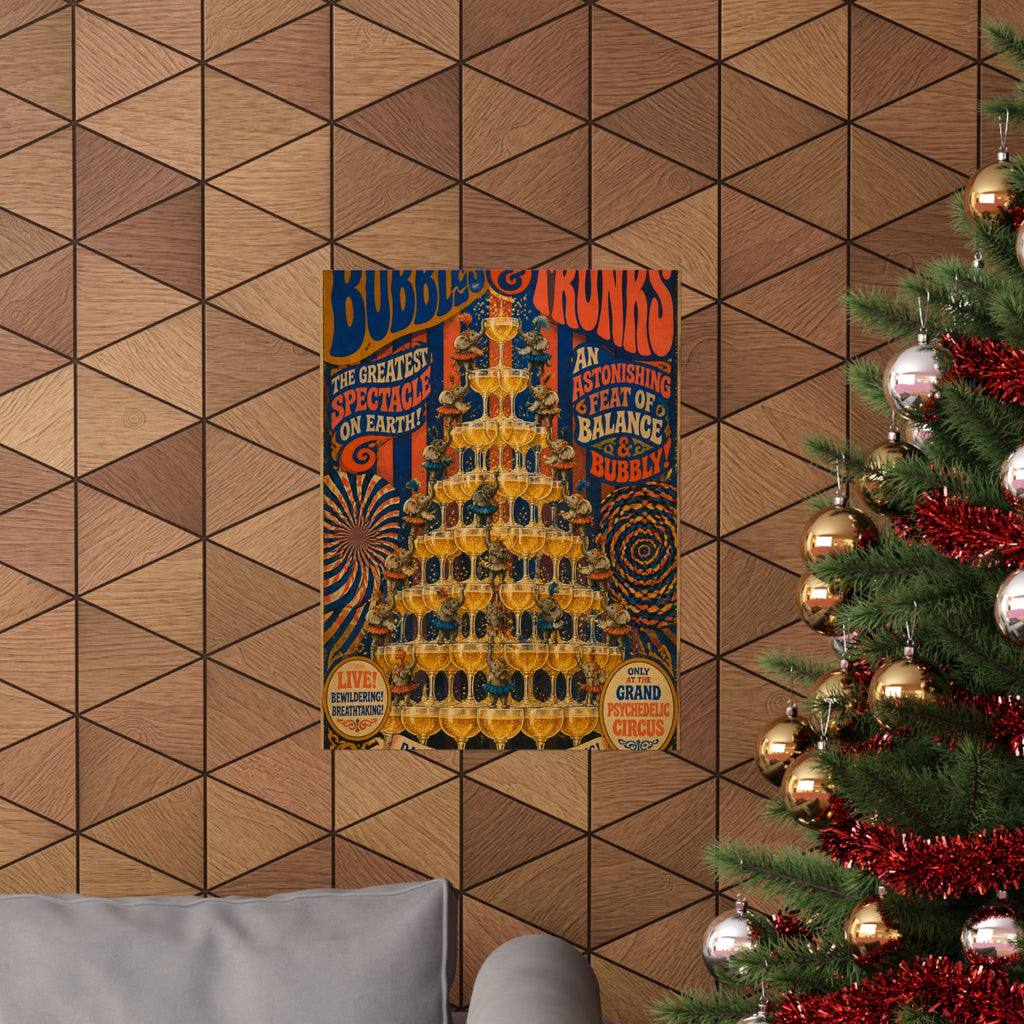 Champagne Tower Elephants Wall Art Poster 18×24 Psychedelic Cafe Decor Maximalist Print