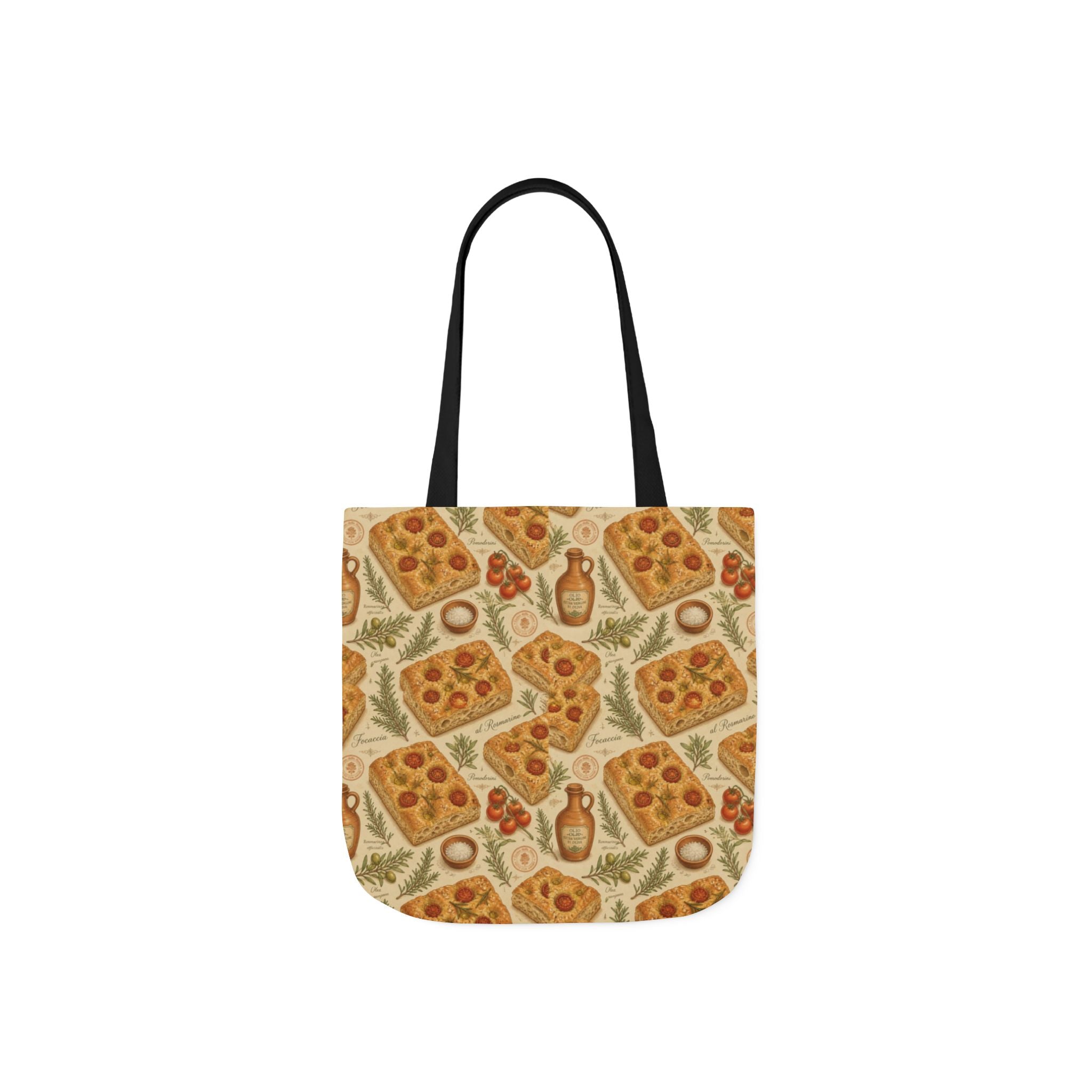 Focaccia Bread Canvas Tote Bag Mediterranean Kitchen Botanical Design Italian Cottagecore Gift