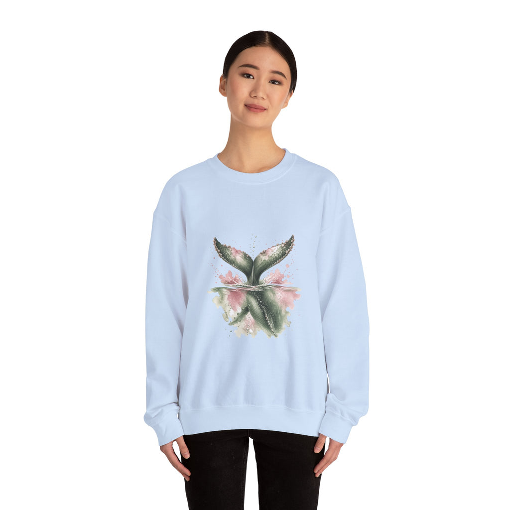 Matching Couple Sweatshirt - Eagle & Whale Matching Couple Comfort Colors Crew Watercolor Art His Hers Birthday Gift - Design B