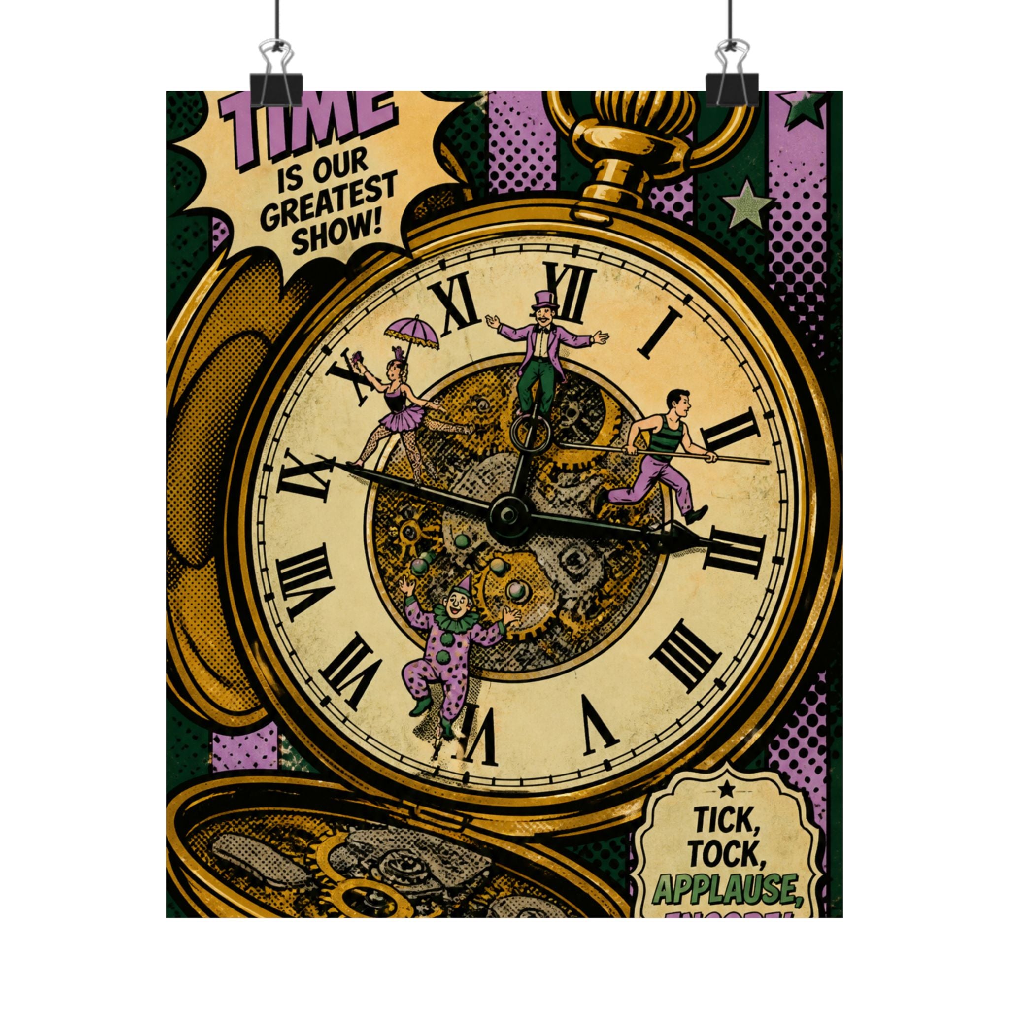 Pocket Watch Performers Wall Art Poster 24×36 Pop Art Restaurant Decor Maximalist Print