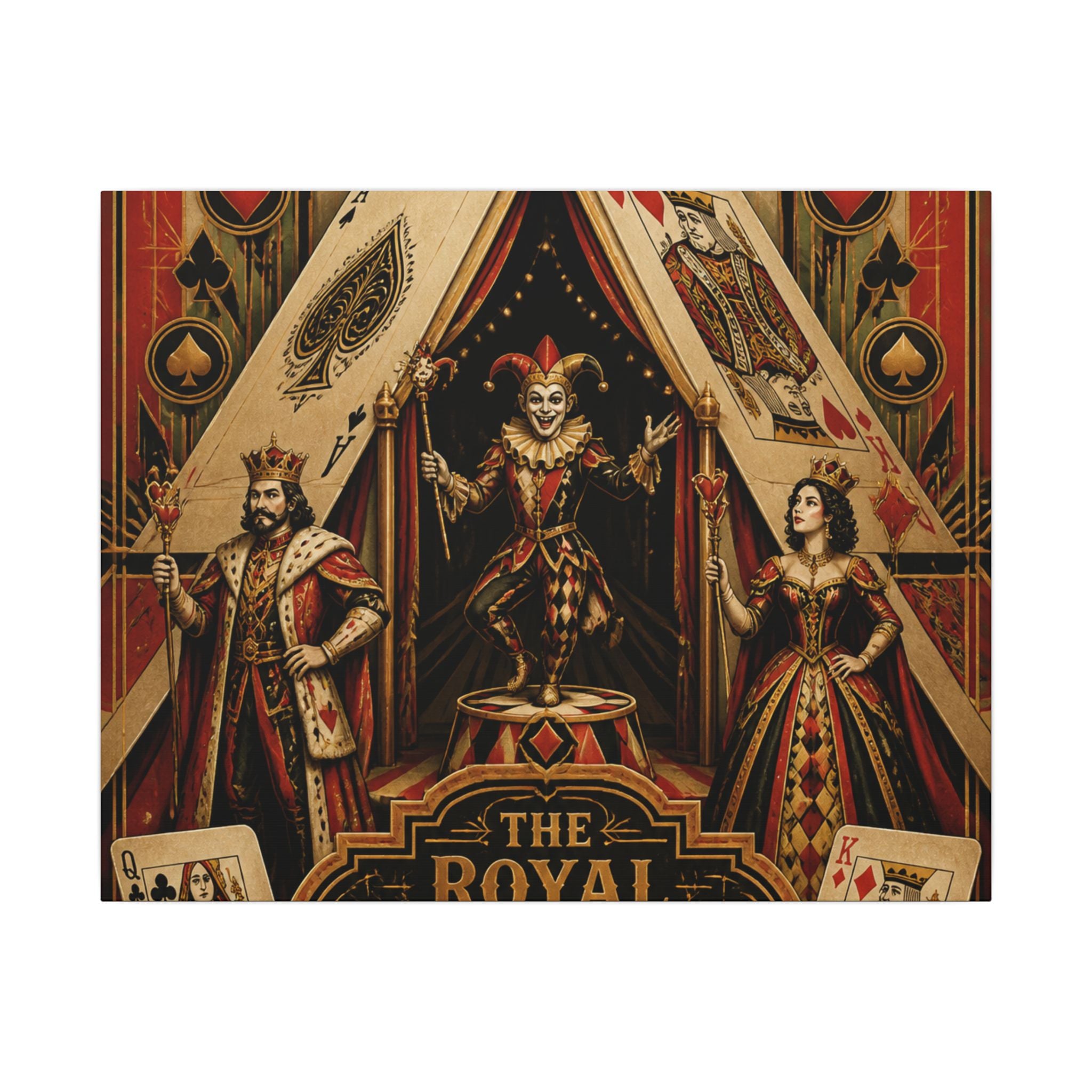 Playing Cards Tent Wall Art Canvas 16×20 Art Deco Entryway Decor Maximalist Print