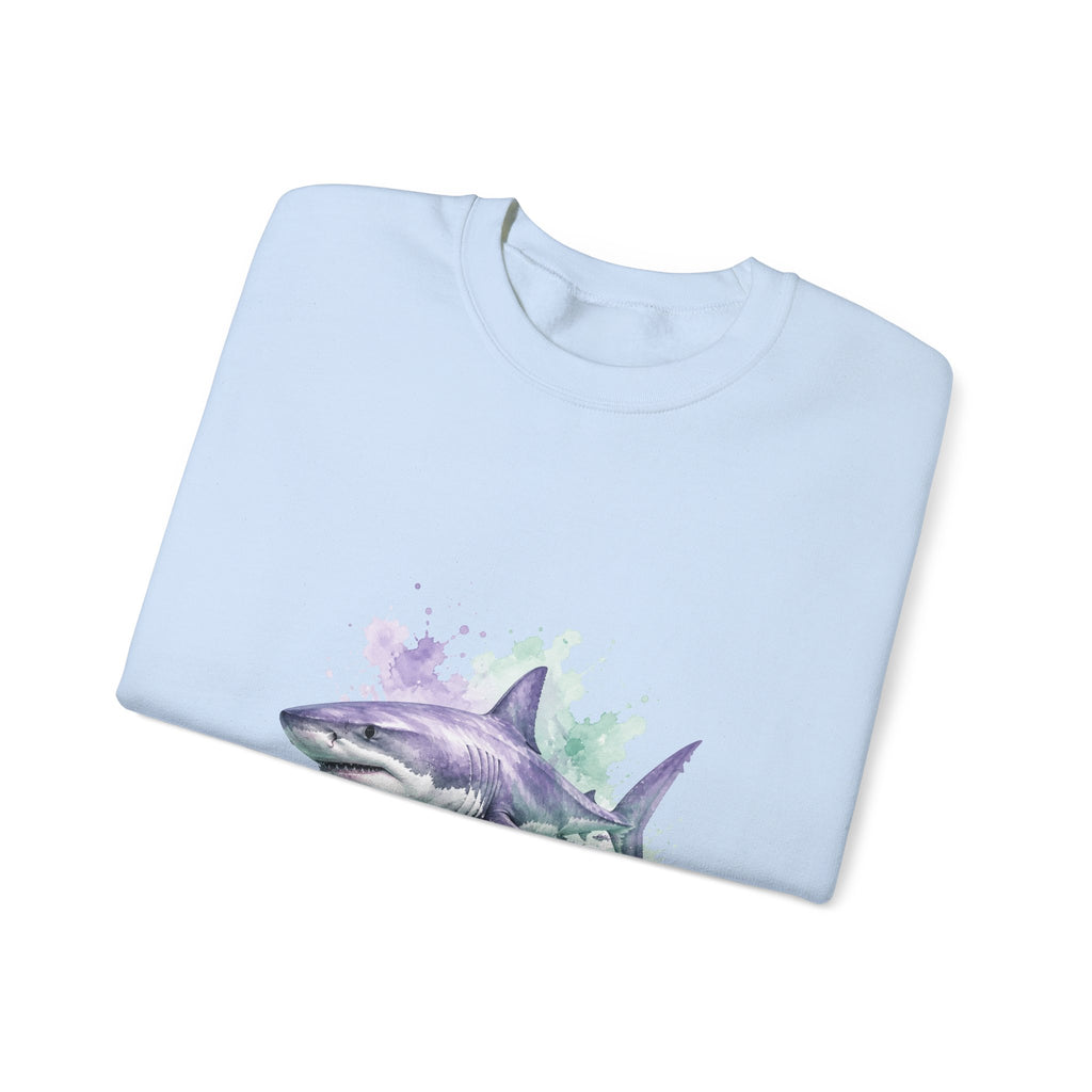 Matching Couple Sweatshirt - Shark & Dolphin Matching Couple Premium Fleece Sweatshirt Watercolor Art His Hers Birthday Gift - Design A