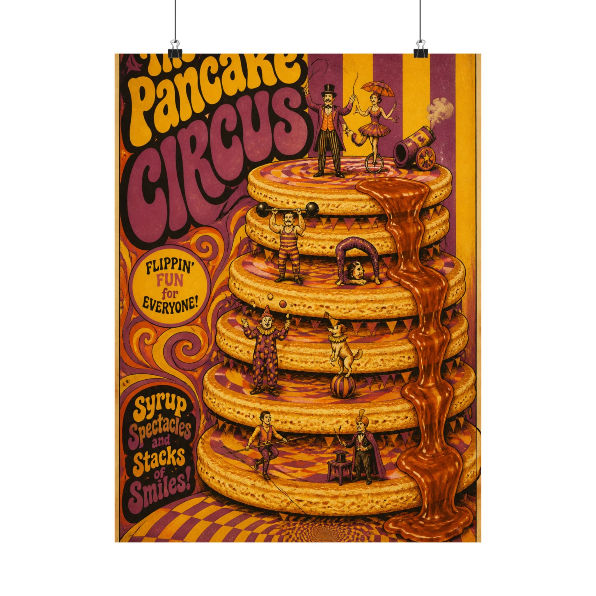 Pancake Stack Platform Wall Art Poster 24×36 Psychedelic Dining Room Decor Maximalist Print