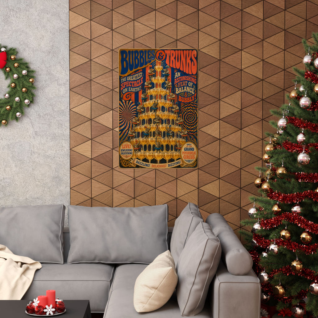 Champagne Tower Elephants Wall Art Poster 18×24 Psychedelic Cafe Decor Maximalist Print