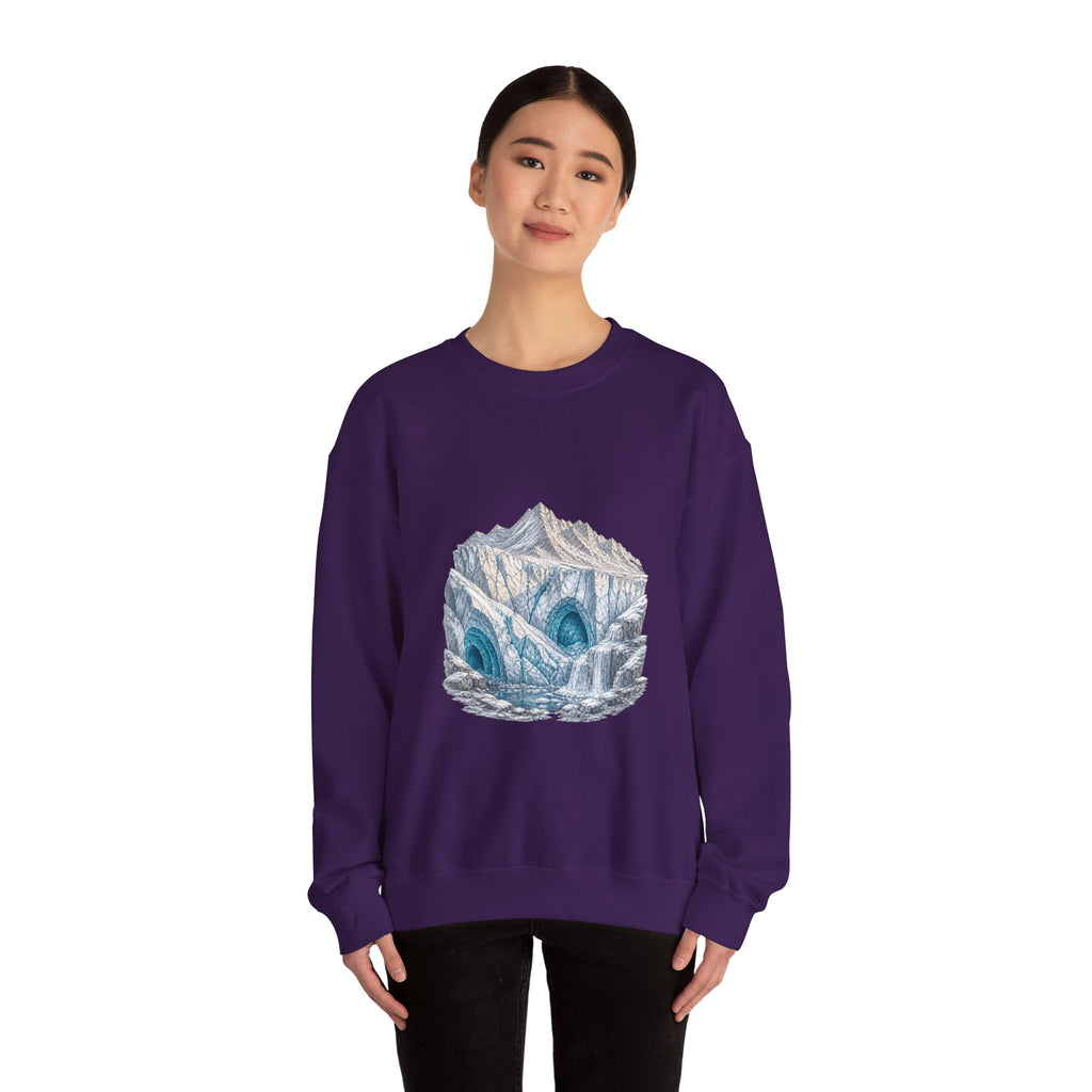 Matching Couple Sweatshirt - Volcano & Glacier Matching Couple Comfort Colors Crew Hand-Drawn Art His Hers Anniversary Gift - Design B