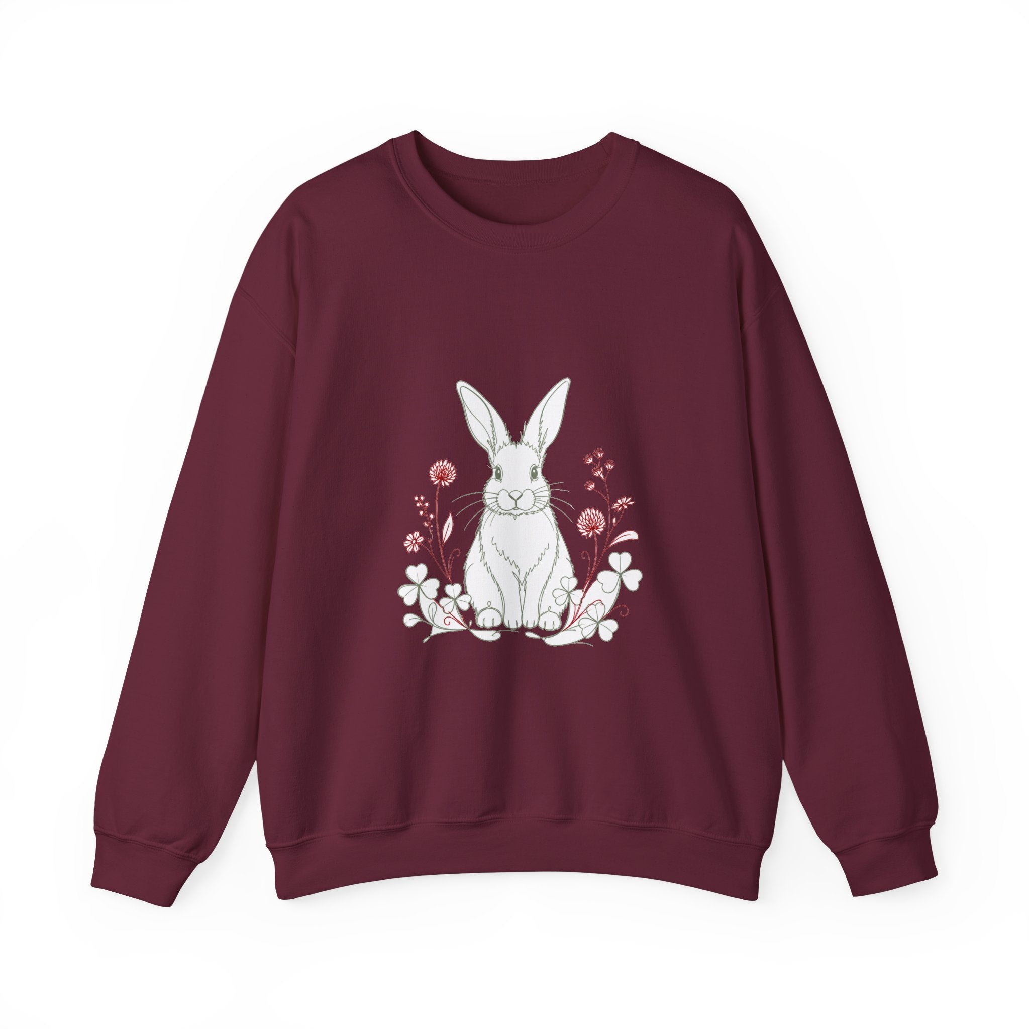 Matching Couple Sweatshirt - Fox & Rabbit Matching Couple Crewneck Sweatshirt Minimalist Art His Hers Valentine Gift - Design B