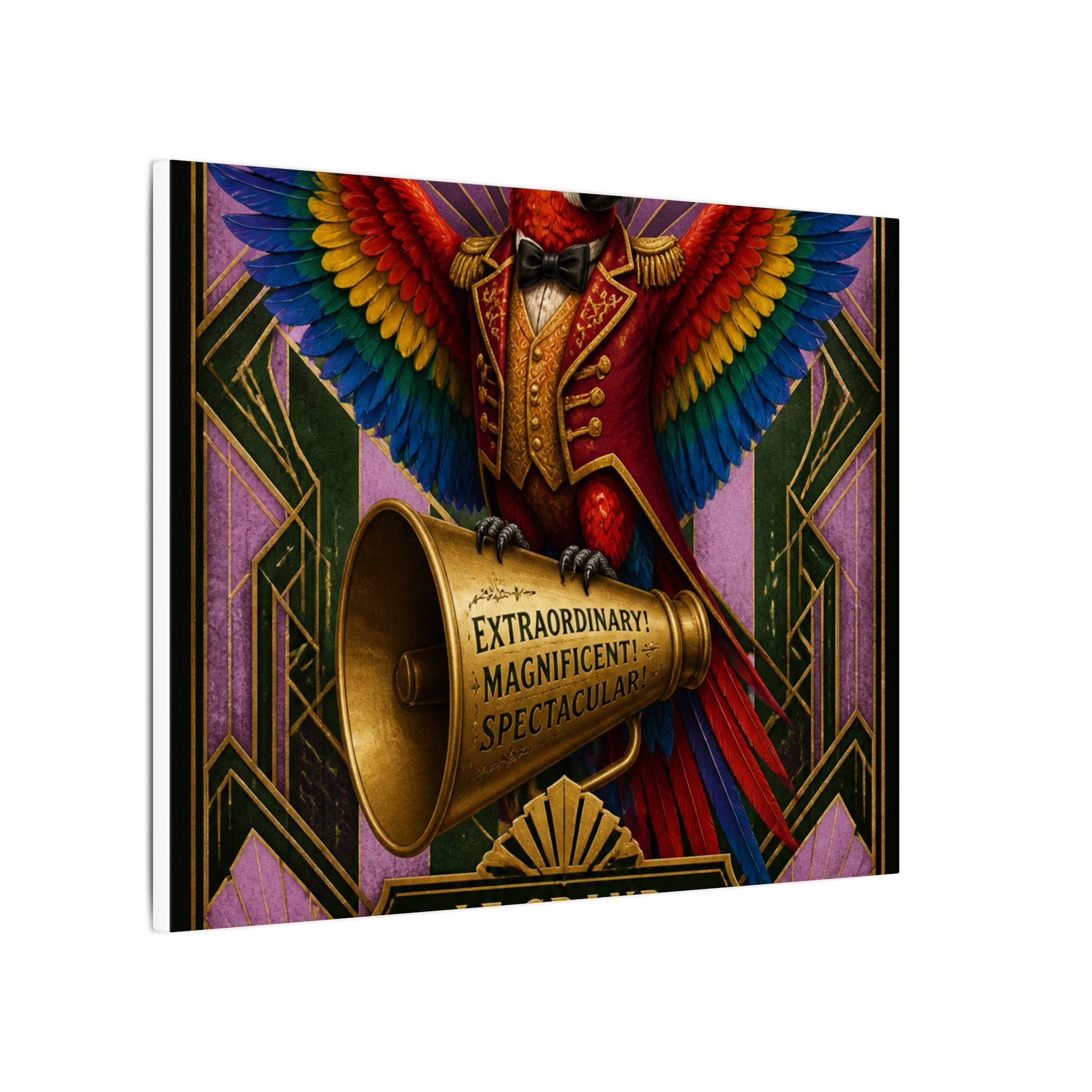 Parrot Ringmaster Wall Art Canvas 16×20 Art Deco Entryway Decor Maximalist Print