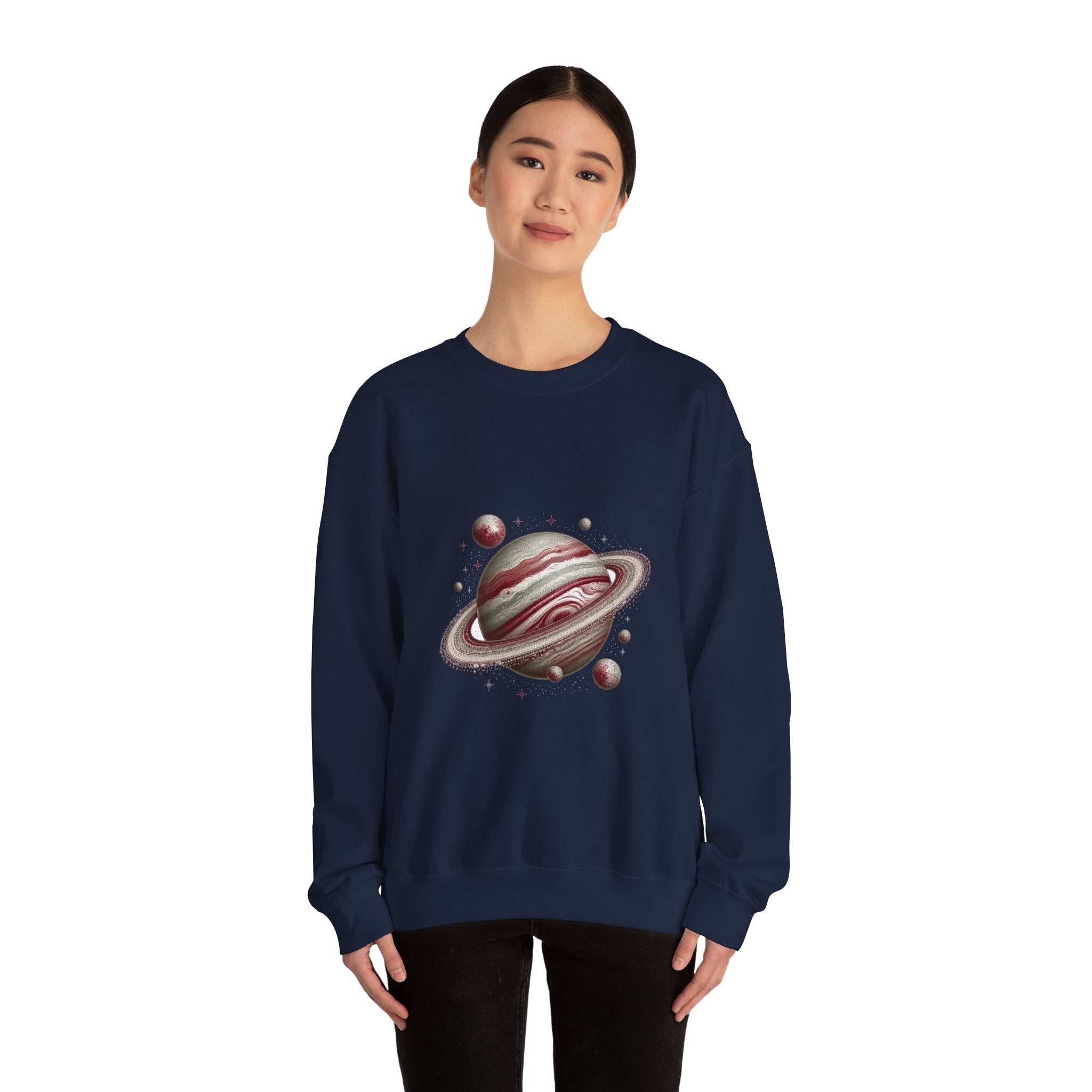 Matching Couple Sweatshirt - Astronaut & Planet Matching Couple Crewneck Sweatshirt Vintage Art His Hers Wedding Gift - Design B