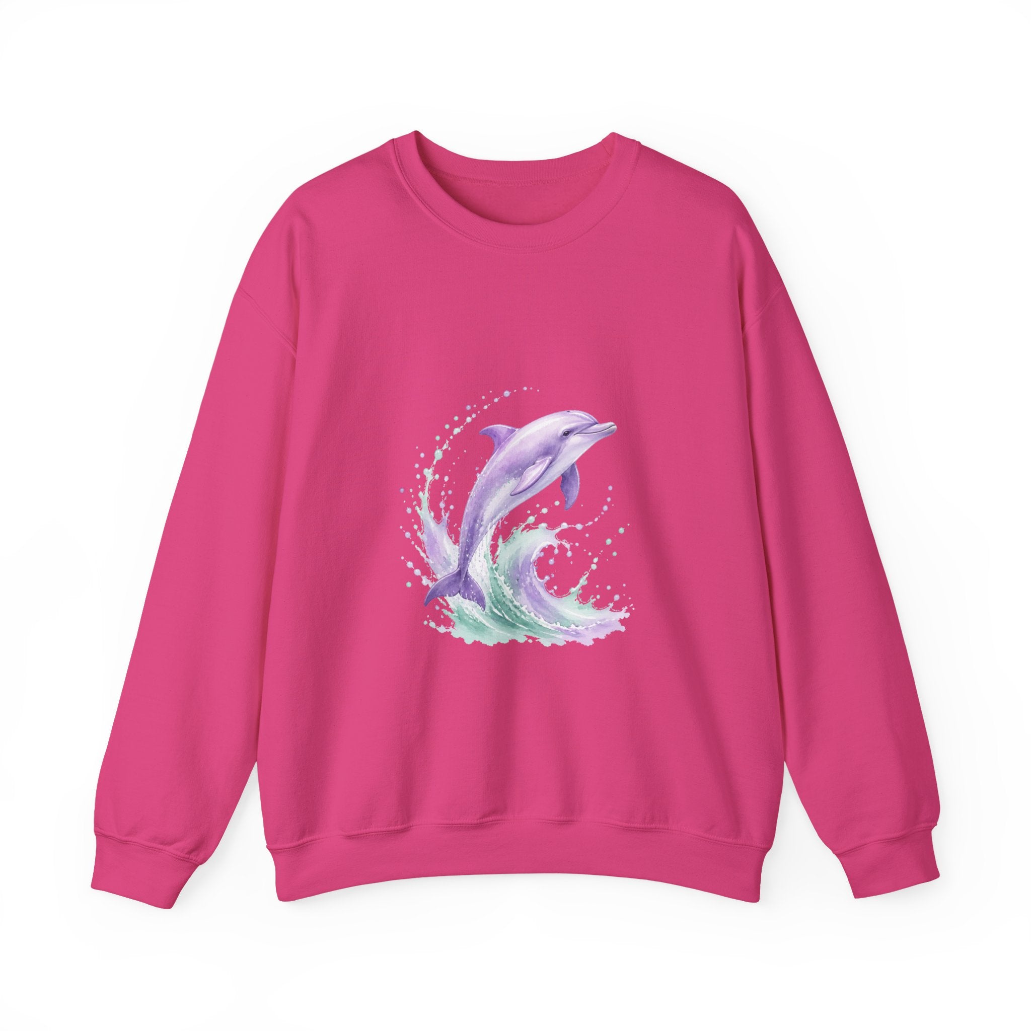 Matching Couple Sweatshirt - Shark & Dolphin Matching Couple Premium Fleece Sweatshirt Watercolor Art His Hers Birthday Gift - Design B