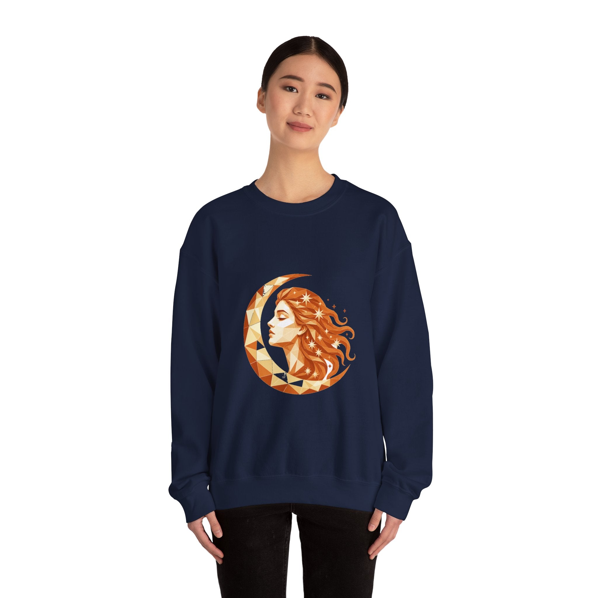 Matching Couple Sweatshirt - Helios & Selene Matching Couple Crewneck Sweatshirt Geometric Art His Hers Couple Gift - Design B