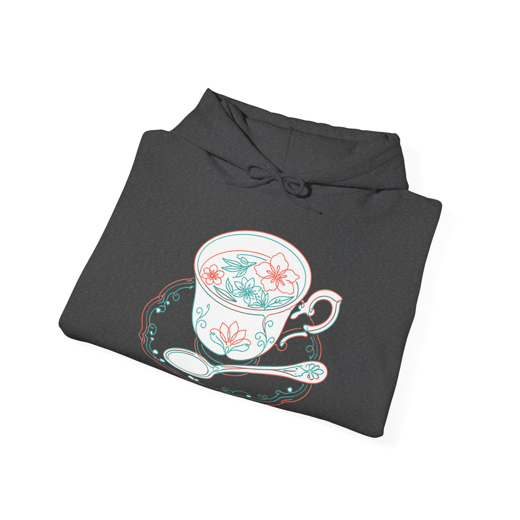 Matching Couple Sweatshirt - Coffee & Tea Matching Couple Hooded Sweatshirt Minimalist Art His Hers Valentine Gift - Design B