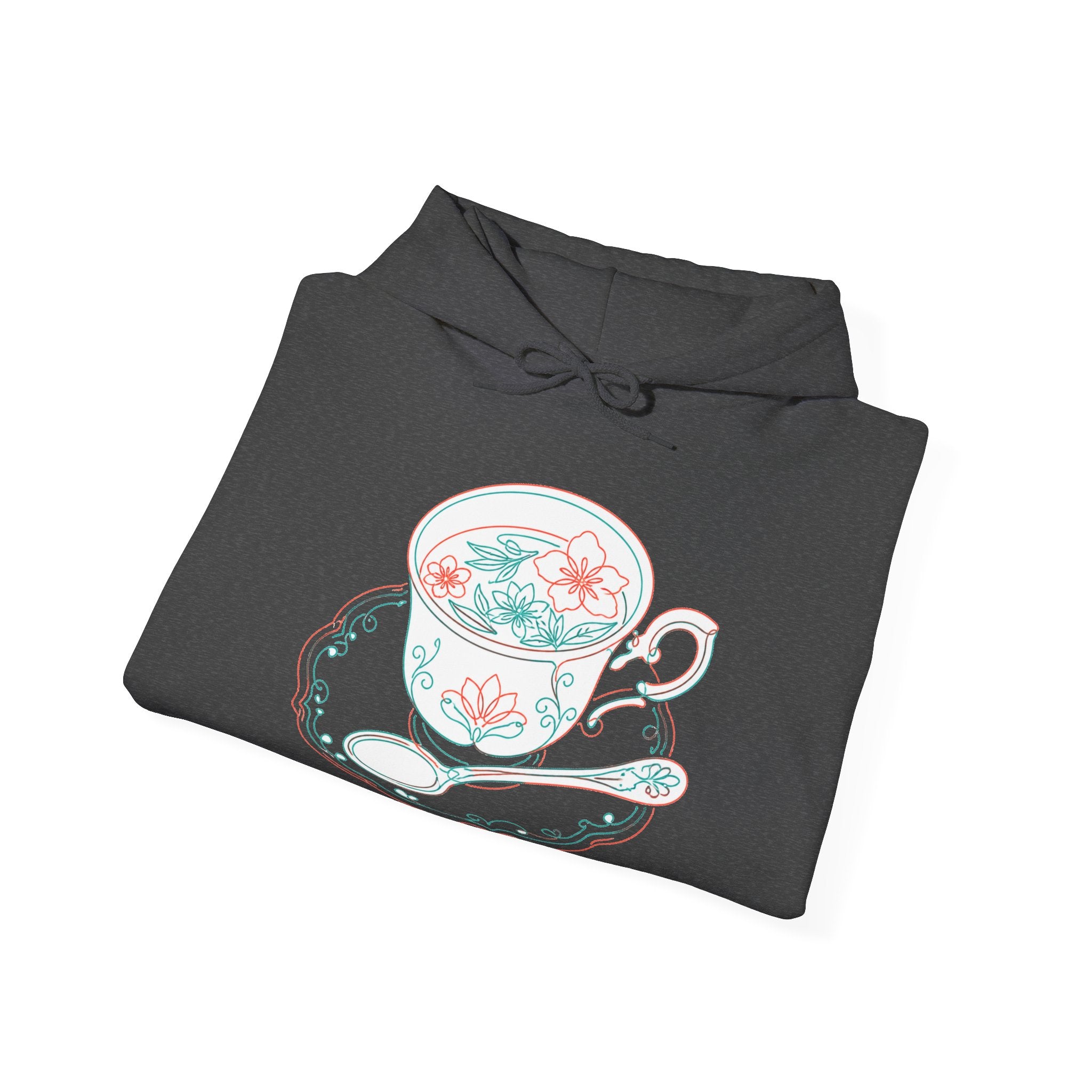 Matching Couple Sweatshirt - Coffee & Tea Matching Couple Hooded Sweatshirt Minimalist Art His Hers Valentine Gift - Design B