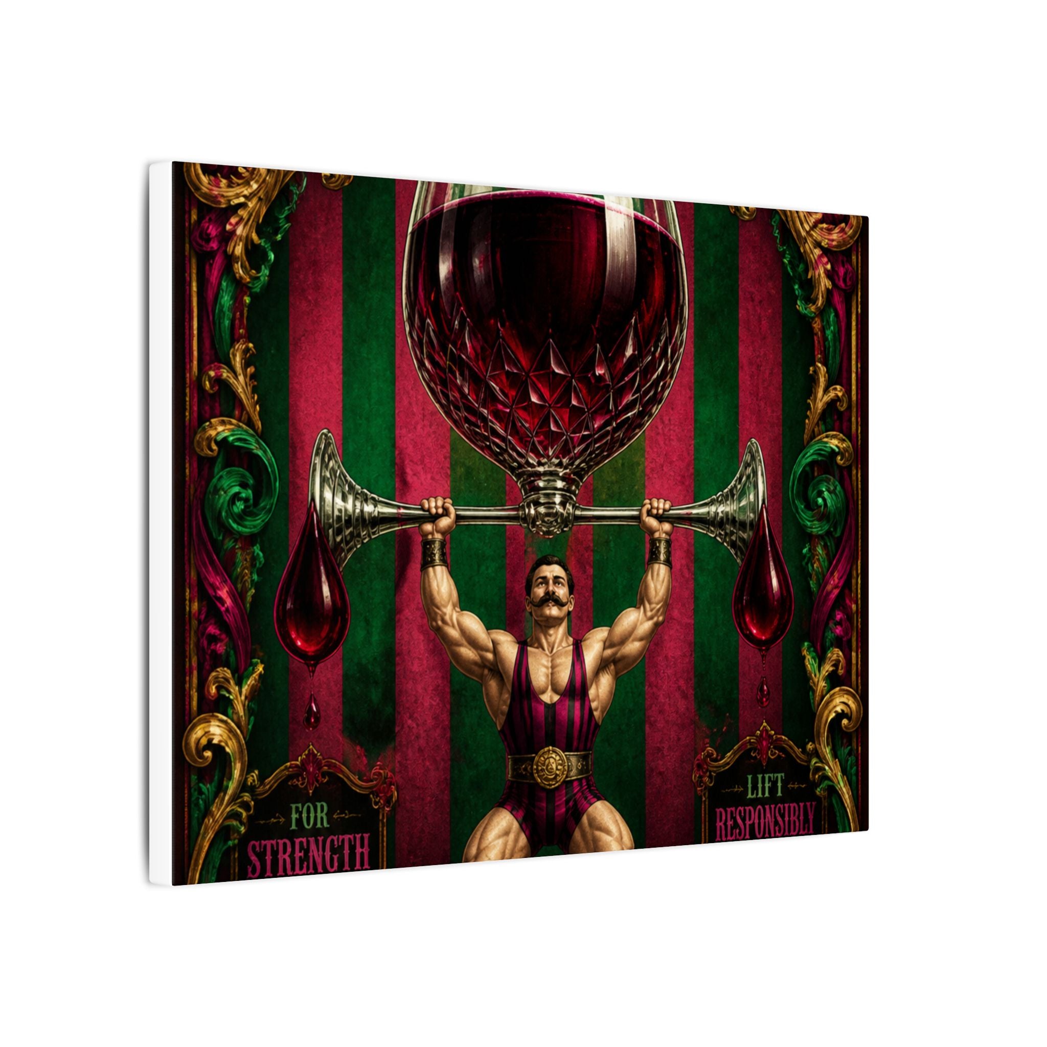 Wine Glass Strongman Wall Art Canvas 16×20 Baroque Home Office Decor Maximalist Print