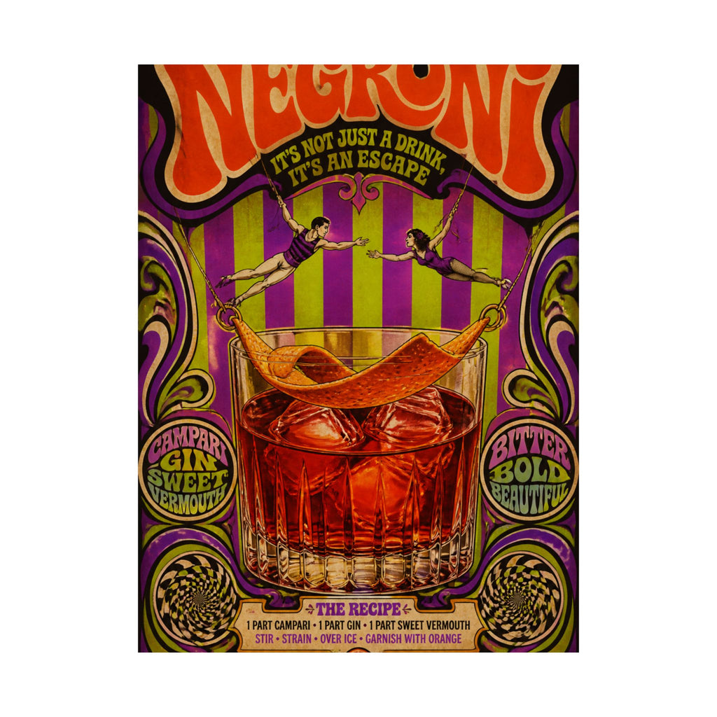 Negroni Trapeze Act Wall Art Poster 24×36 Psychedelic Dining Room Decor Maximalist Print