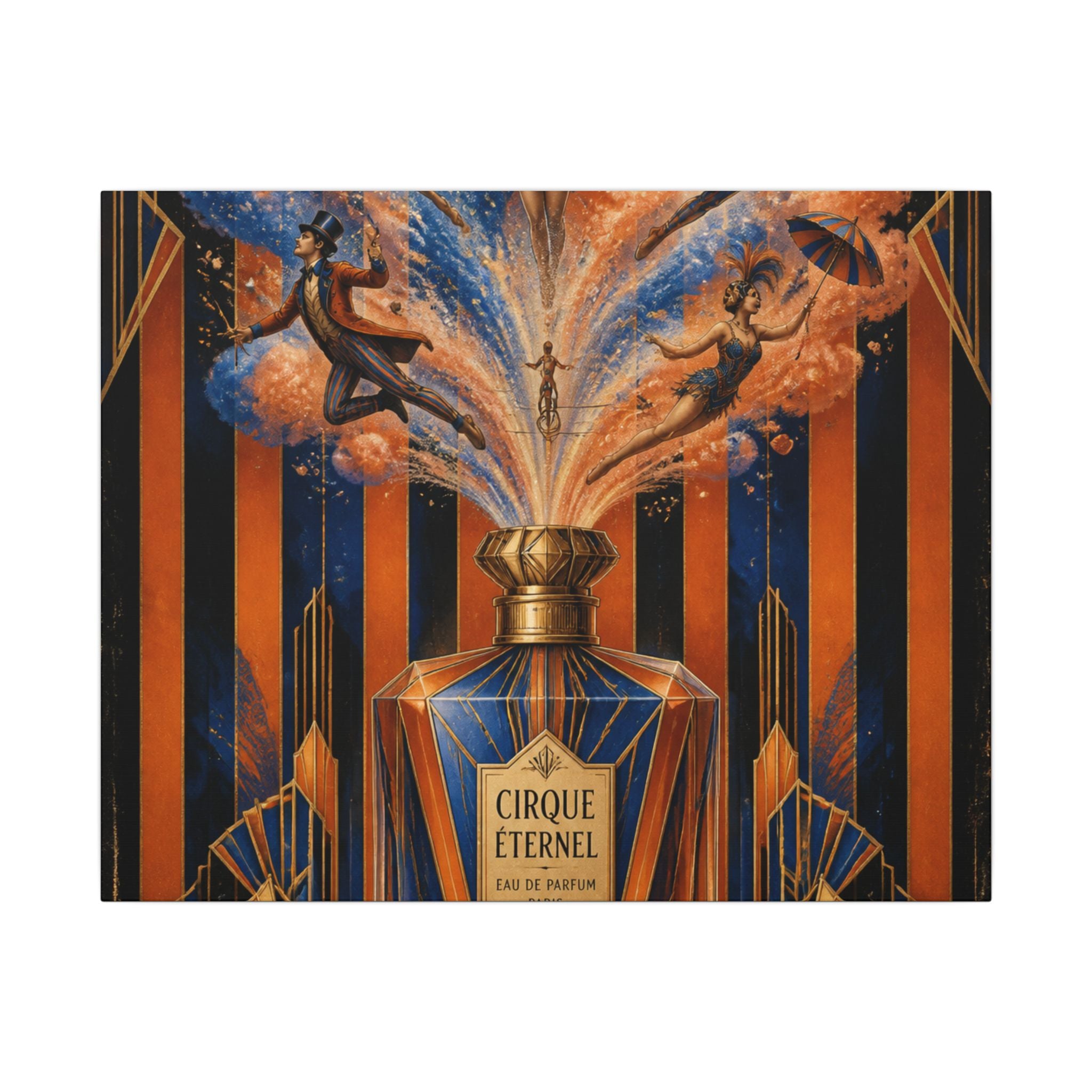 Perfume Bottle Fountain Wall Art Canvas 24×36 Art Deco Bar Area Decor Maximalist Print