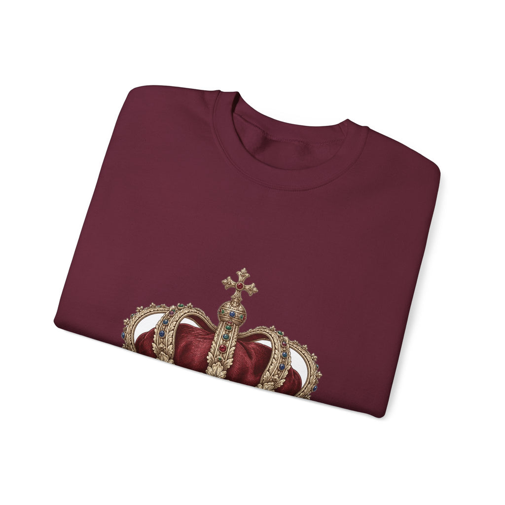 Matching Couple Sweatshirt - Crown & Shield Matching Couple Crewneck Sweatshirt Vintage Art His Hers Wedding Gift - Design A