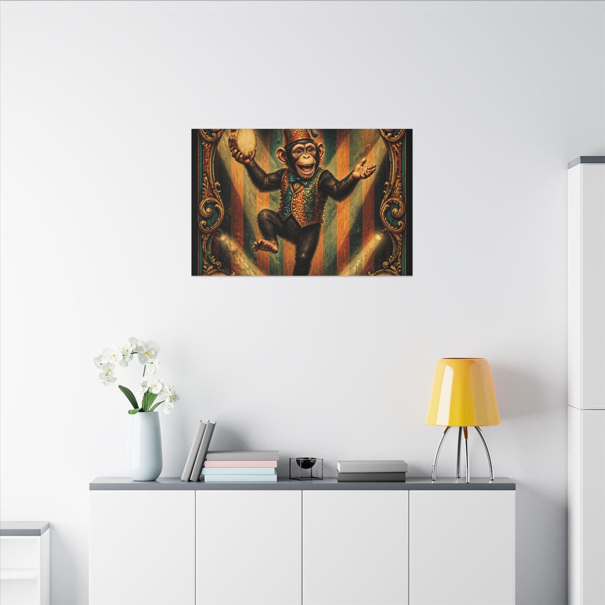 Dancing Monkey Wall Art Canvas 16×20 Baroque Home Office Decor Maximalist Print