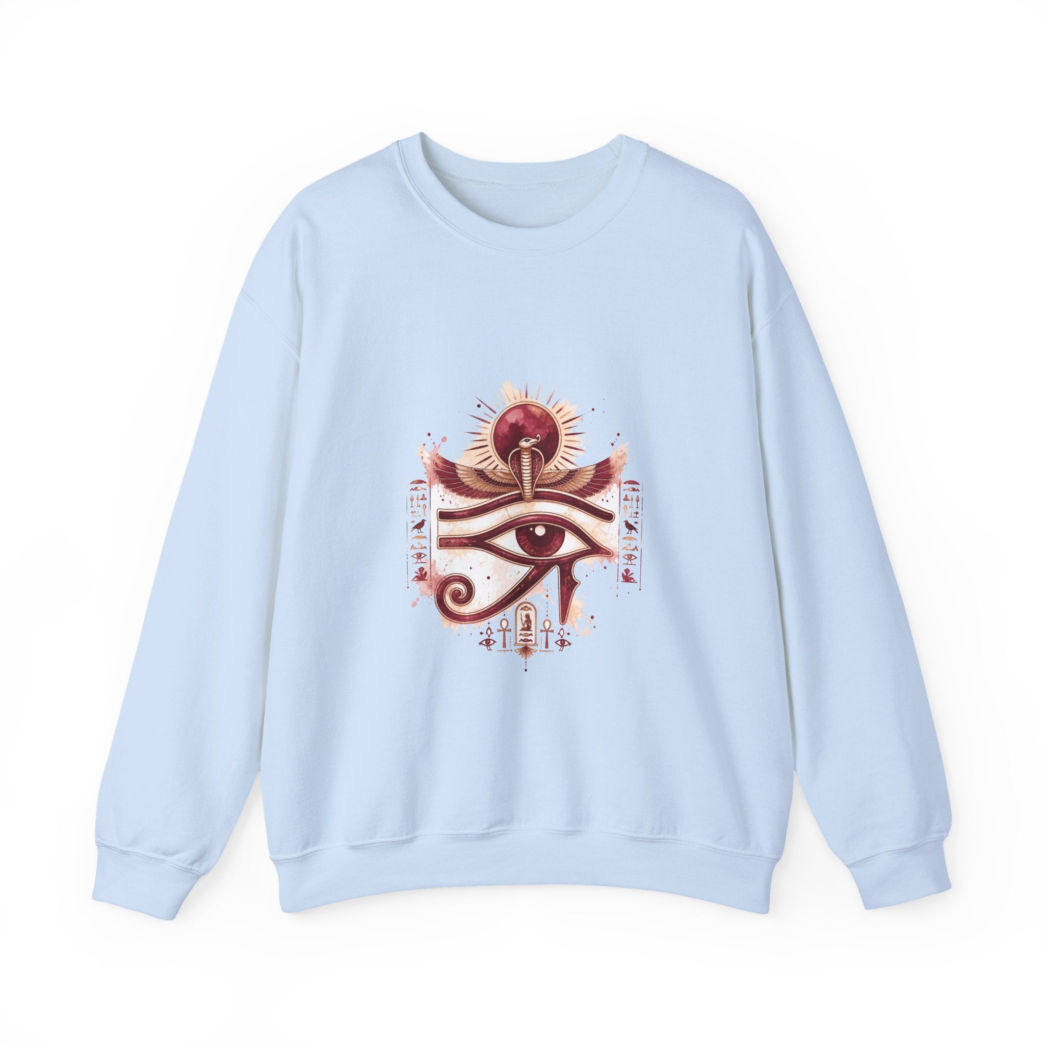 Matching Couple Sweatshirt - Eye of Ra & Horus Matching Couple Crewneck Sweatshirt Watercolor Art His Hers Engagement Gift - Design A