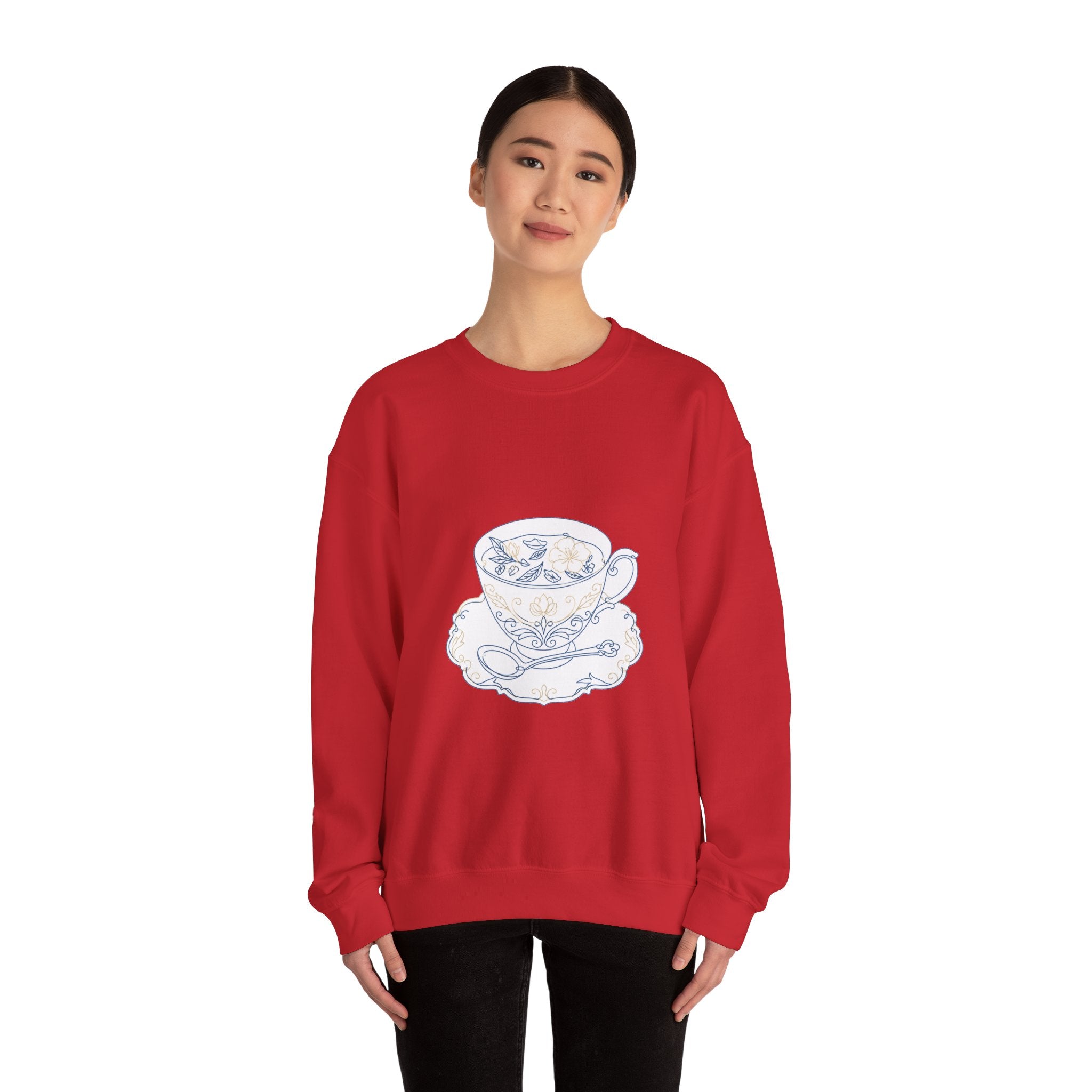 Matching Couple Sweatshirt - Coffee & Tea Matching Couple Premium Fleece Sweatshirt Minimalist Art His Hers Christmas Gift - Design B