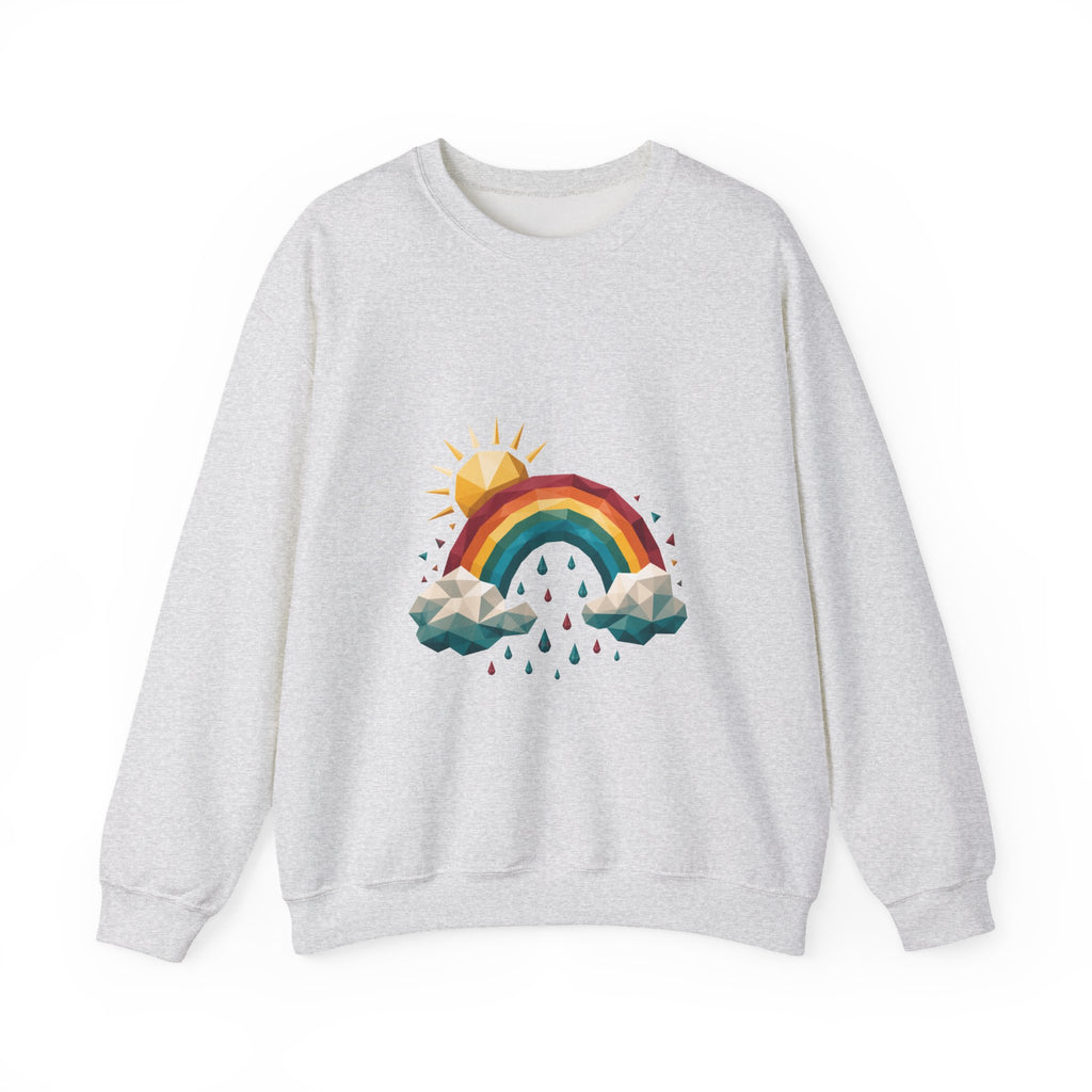 Matching Couple Sweatshirt - Storm & Rainbow Matching Couple Crewneck Sweatshirt Geometric Art His Hers Couple Gift - Design B