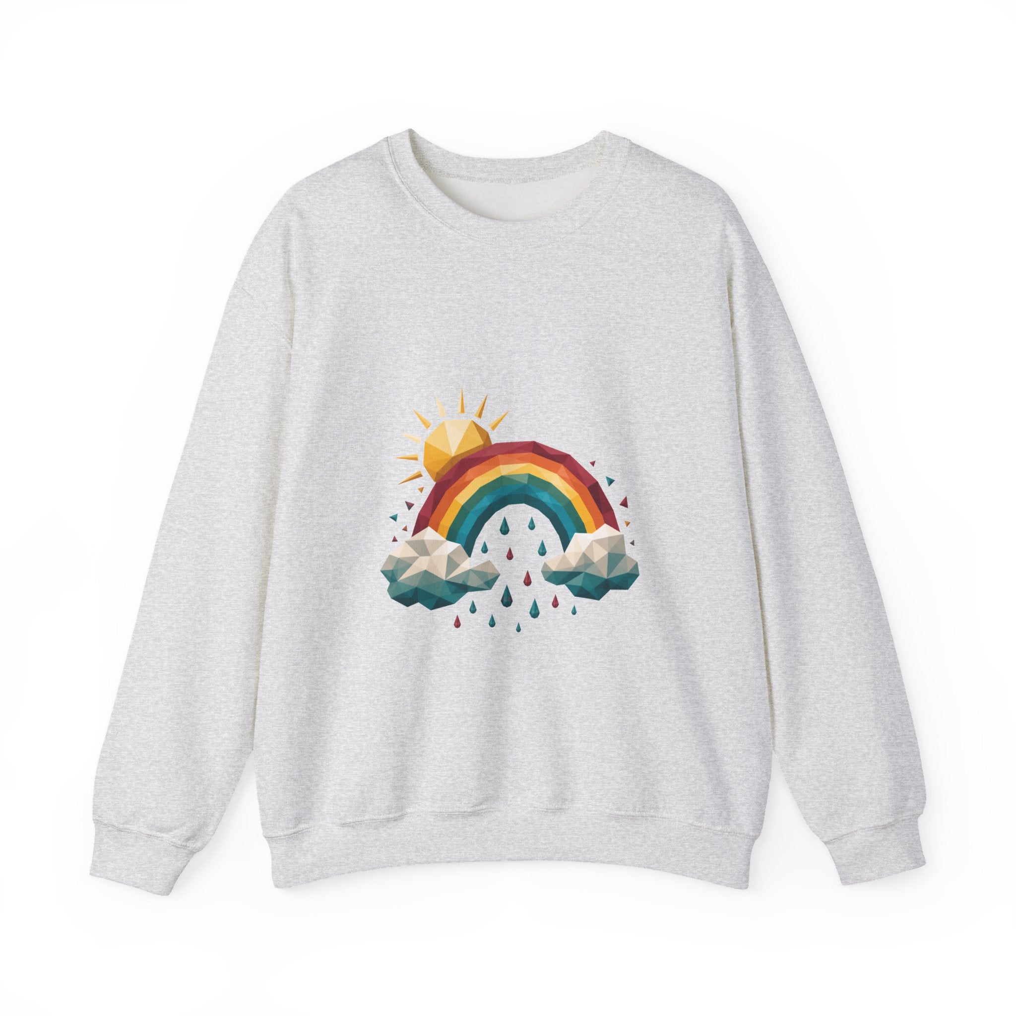 Matching Couple Sweatshirt - Storm & Rainbow Matching Couple Crewneck Sweatshirt Geometric Art His Hers Couple Gift - Design B