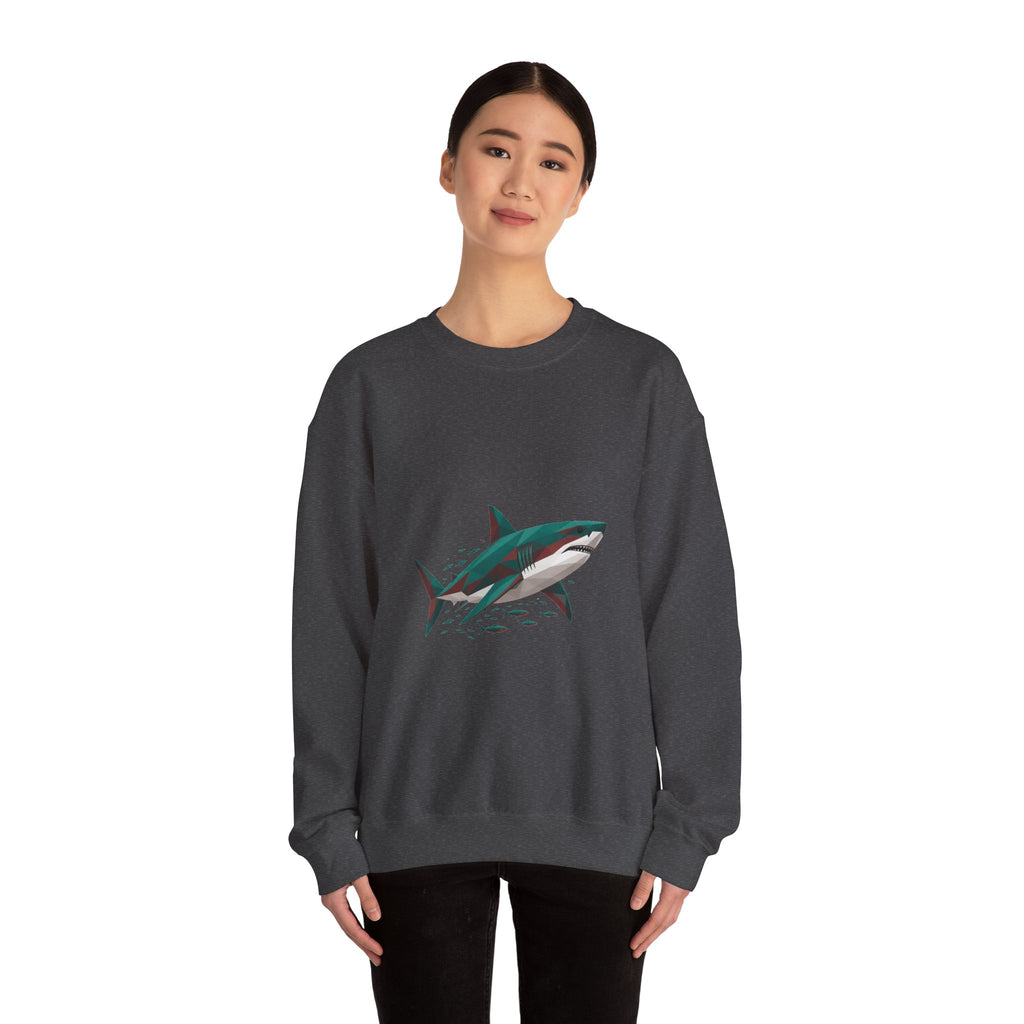 Matching Couple Sweatshirt - Shark & Dolphin Matching Couple Comfort Colors Crew Geometric Art His Hers Love Gift - Design A