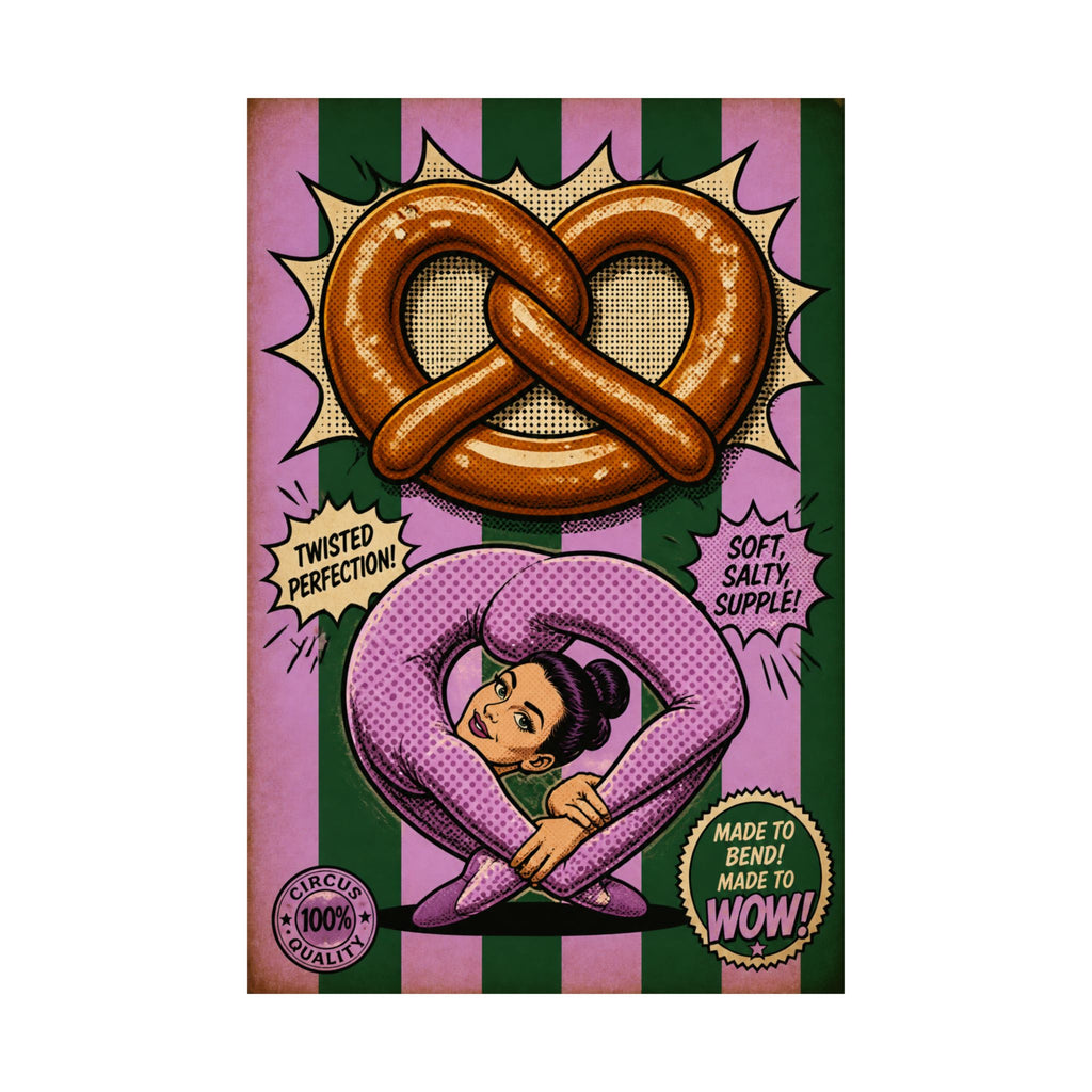 Pretzel Contortionist Wall Art Poster 24×36 Pop Art Restaurant Decor Maximalist Print