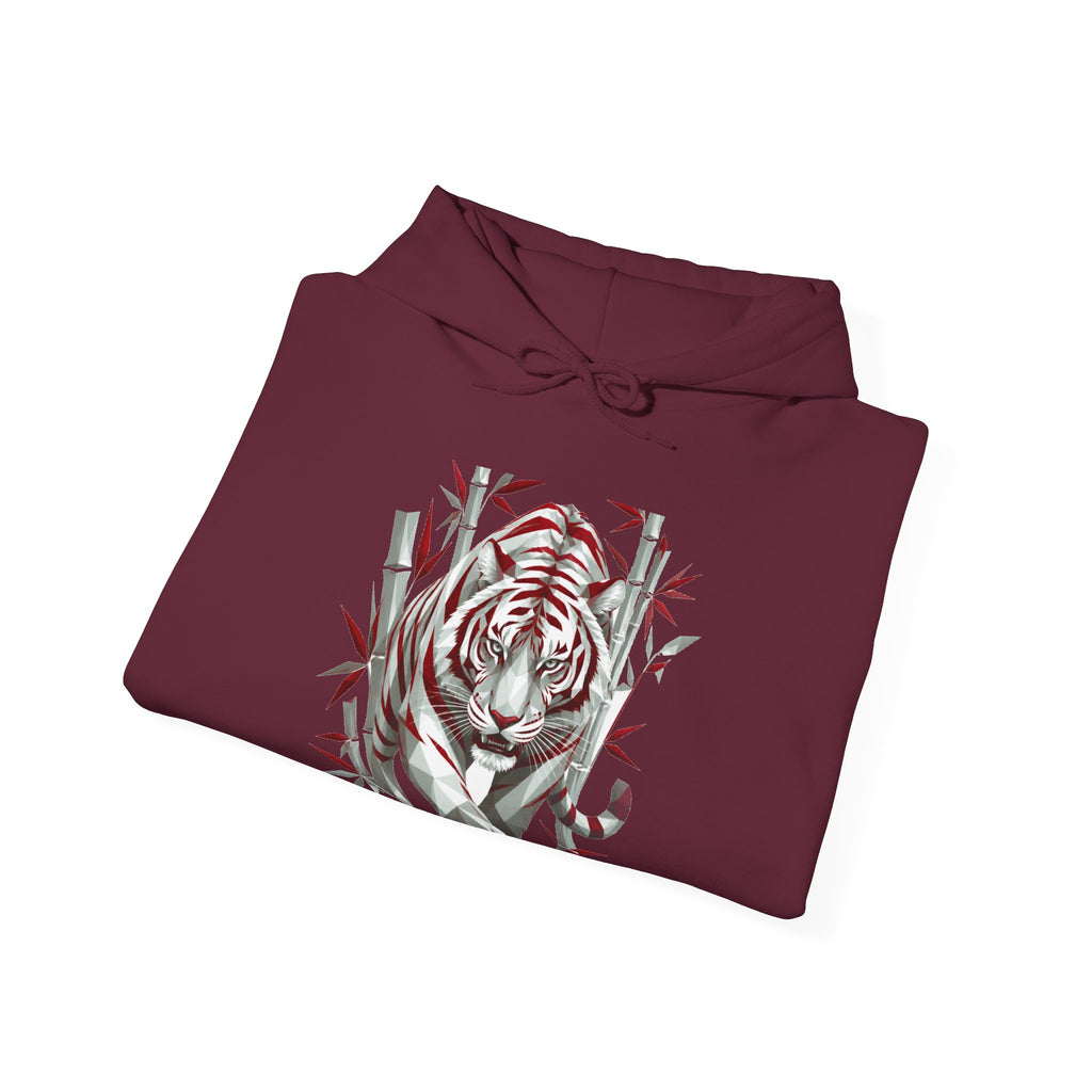Matching Couple Sweatshirt - Tiger & Crane Matching Couple Hooded Sweatshirt Geometric Art His Hers Couple Gift - Design A