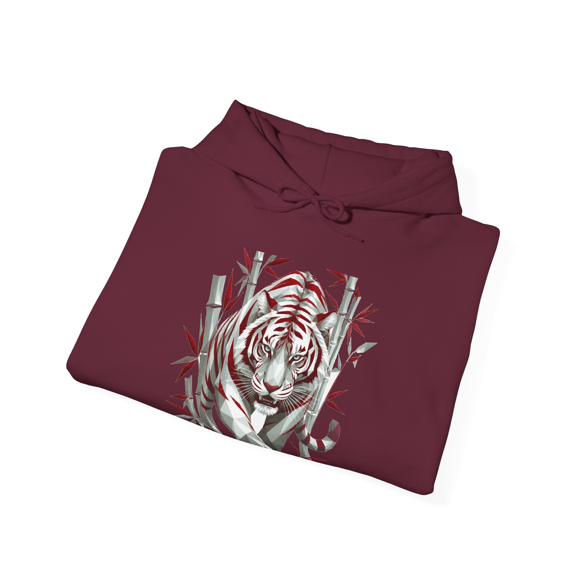 Matching Couple Sweatshirt - Tiger & Crane Matching Couple Hooded Sweatshirt Geometric Art His Hers Couple Gift - Design A