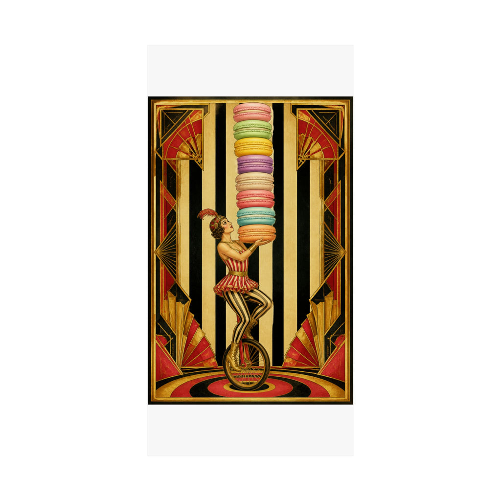 Macaron Balancing Tower Wall Art Poster 24×36 Art Deco Bar Area Decor Maximalist Print