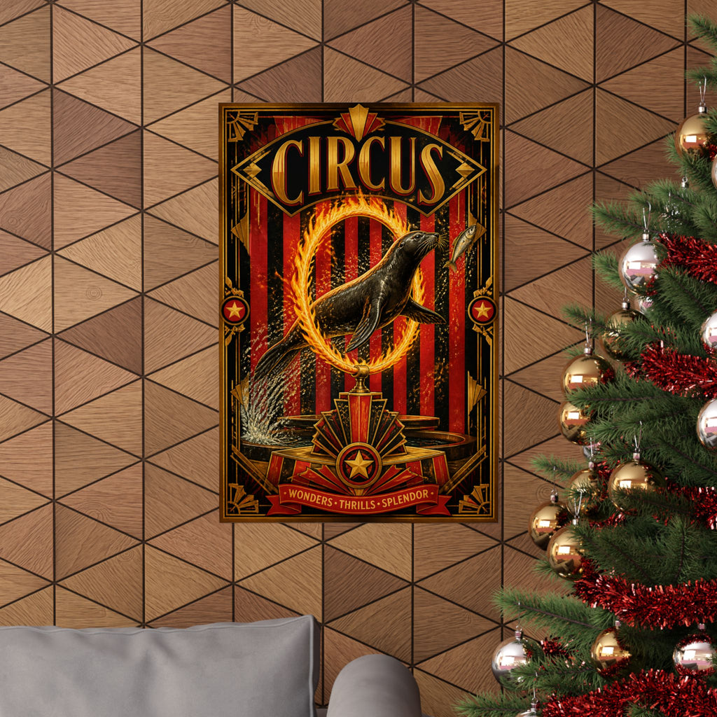 Seal Fire Hoop Wall Art Poster 18×24 Art Deco Entryway Decor Maximalist Print