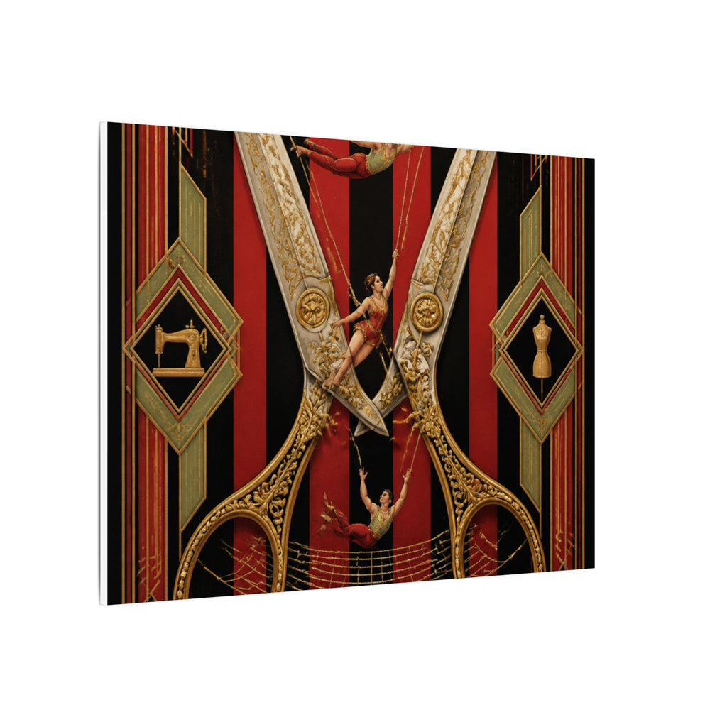 Giant Scissors Trapeze Wall Art Canvas 24×36 Art Deco Bar Area Decor Maximalist Print