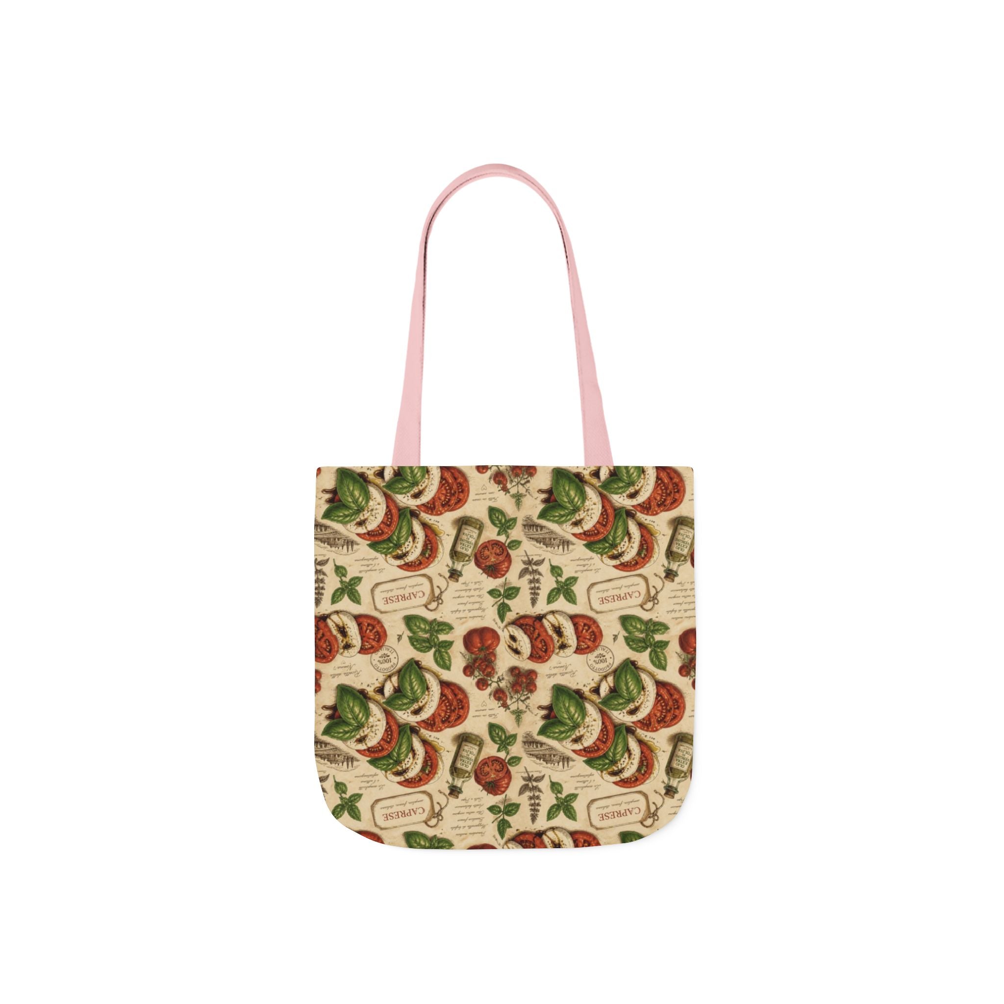 Caprese Arrangement Canvas Tote Bag Mediterranean Kitchen Botanical Design Italian Cottagecore Gift
