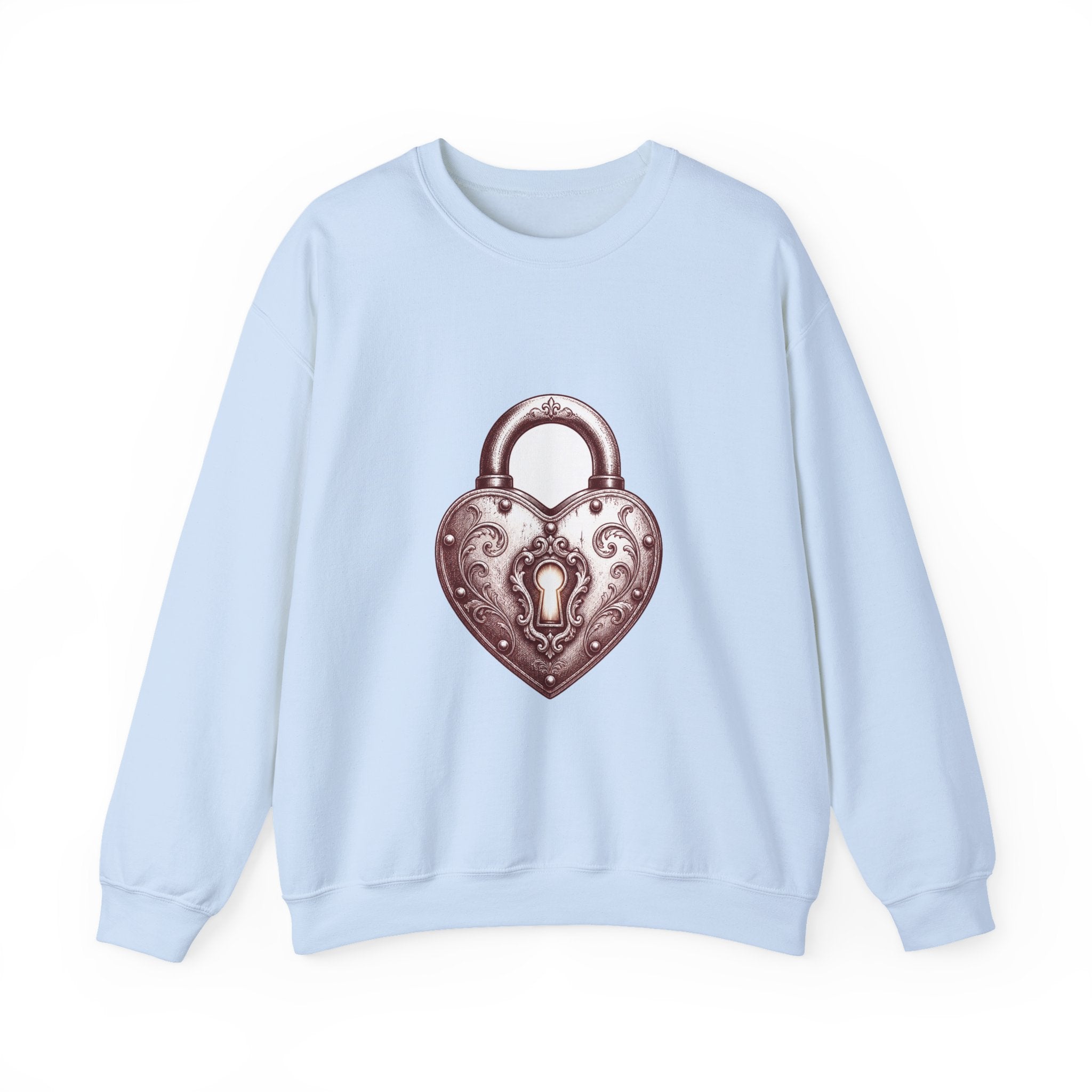 Matching Couple Sweatshirt - Key & Lock Matching Couple Premium Fleece Sweatshirt Hand-Drawn Art His Hers Anniversary Gift - Design B