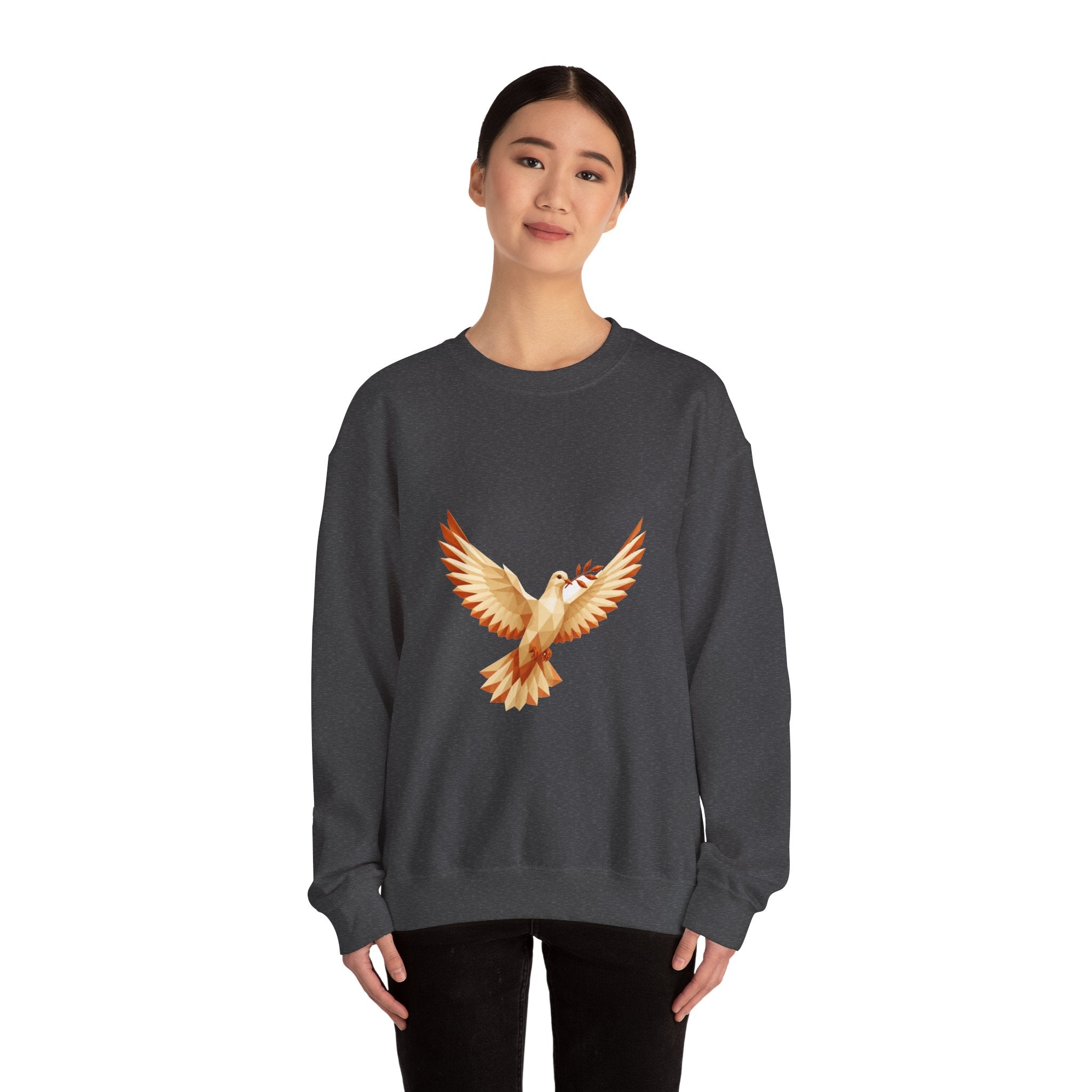 Matching Couple Sweatshirt - Wolf & Dove Matching Couple Crewneck Sweatshirt Geometric Art His Hers Couple Gift - Design B