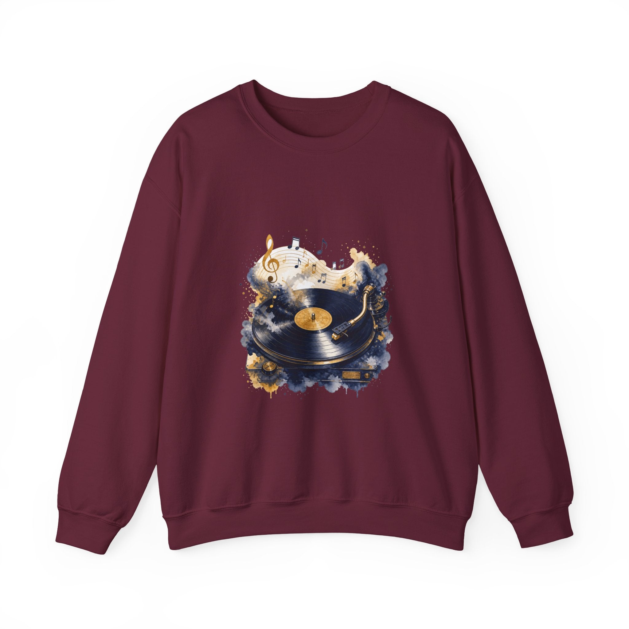 Matching Couple Sweatshirt - Vinyl & Cassette Matching Couple Crewneck Sweatshirt Watercolor Art His Hers Engagement Gift - Design A