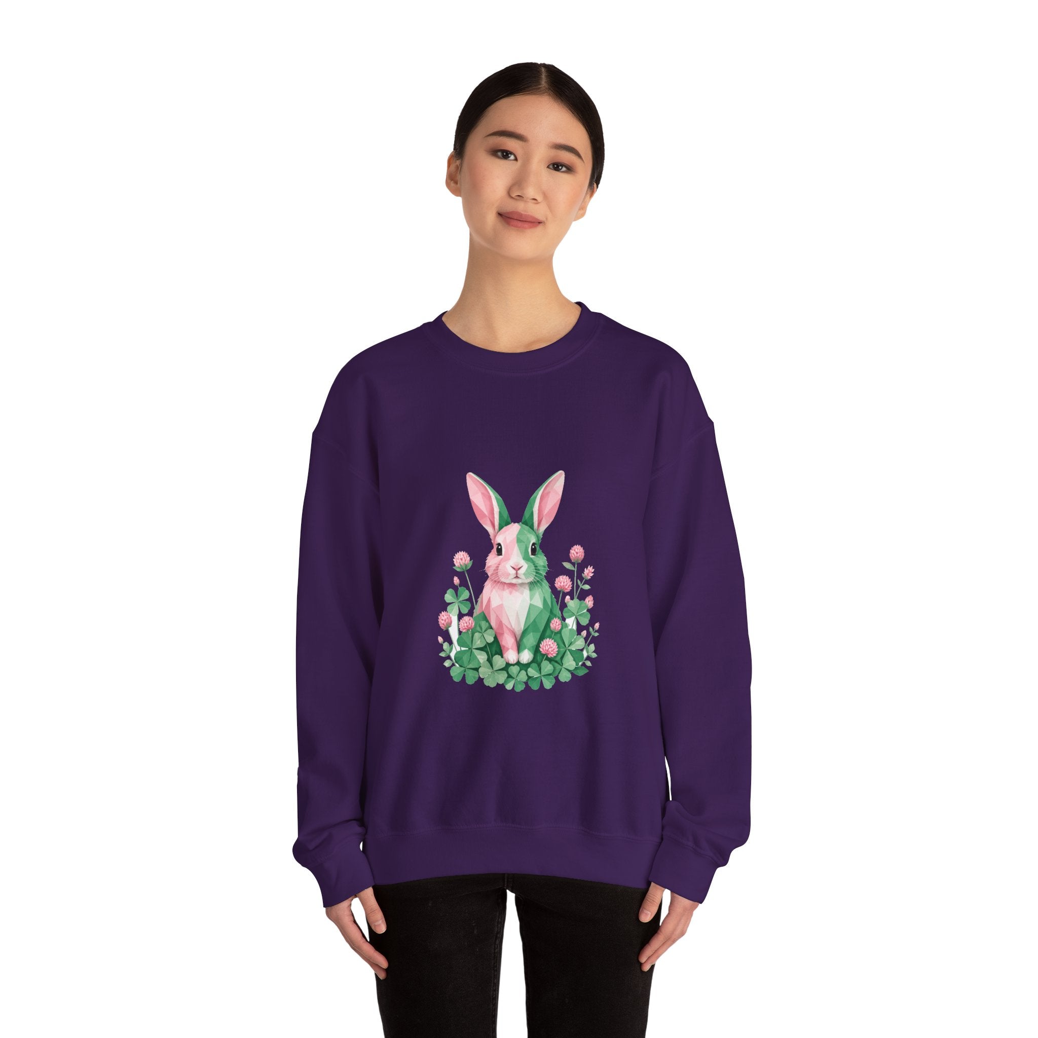Matching Couple Sweatshirt - Fox & Rabbit Matching Couple Premium Fleece Sweatshirt Geometric Art His Hers Love Gift - Design B