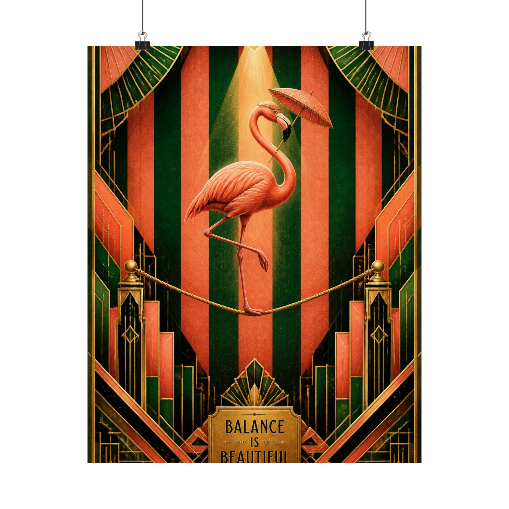 Flamingo Tightrope Wall Art Poster 18×24 Art Deco Entryway Decor Maximalist Print