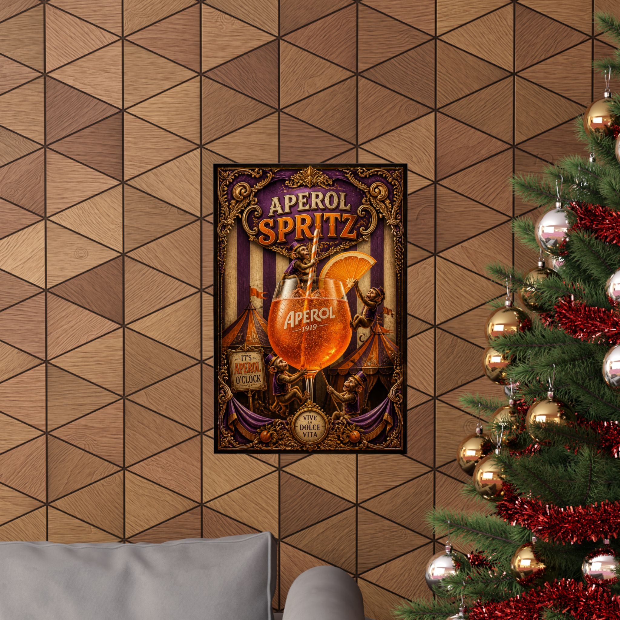 Aperol Spritz Monkeys Wall Art Poster 24×36 Baroque Studio Decor Maximalist Print