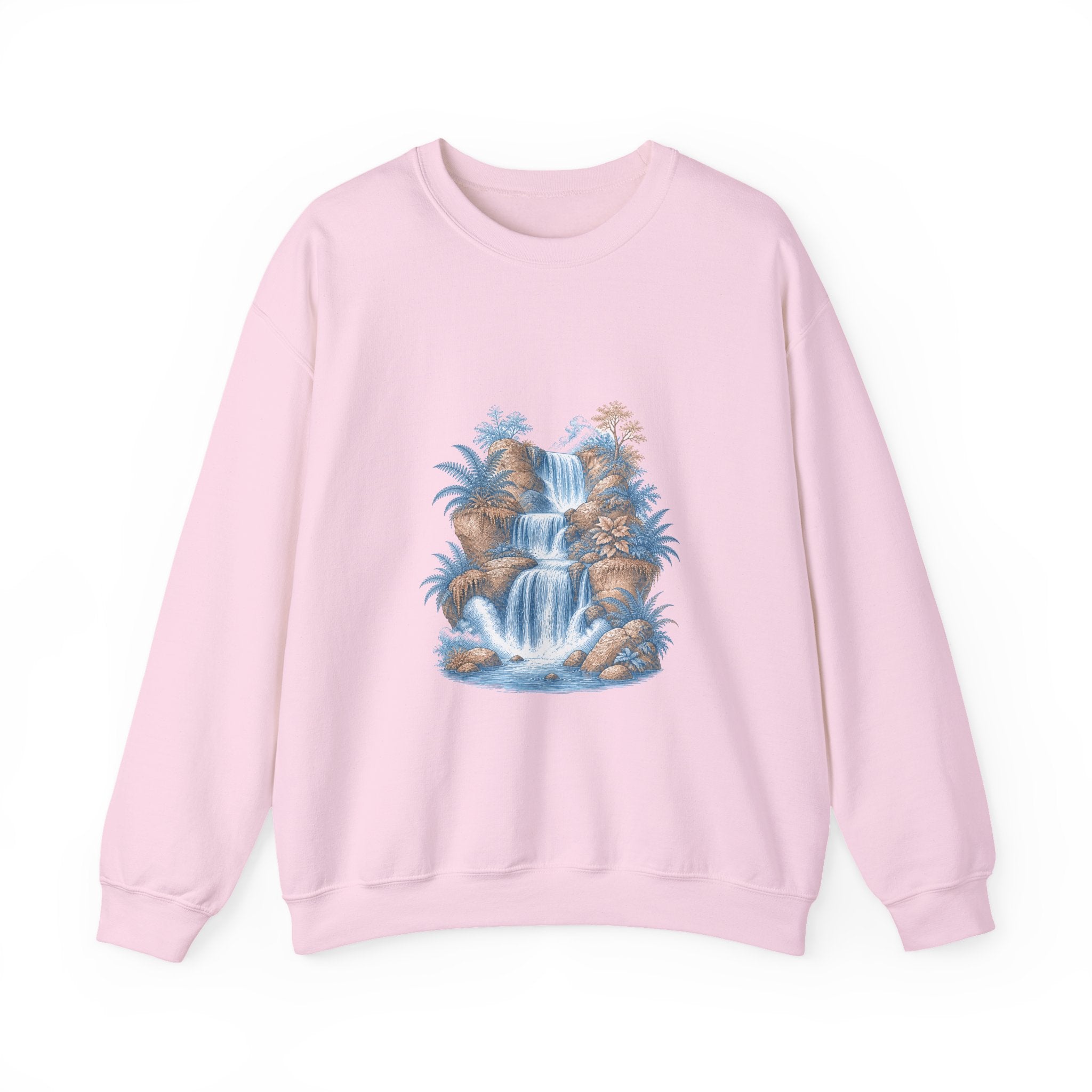 Matching Couple Sweatshirt - Wildfire & Waterfall Matching Couple Premium Fleece Sweatshirt Vintage Art His Hers Honeymoon Gift - Design B