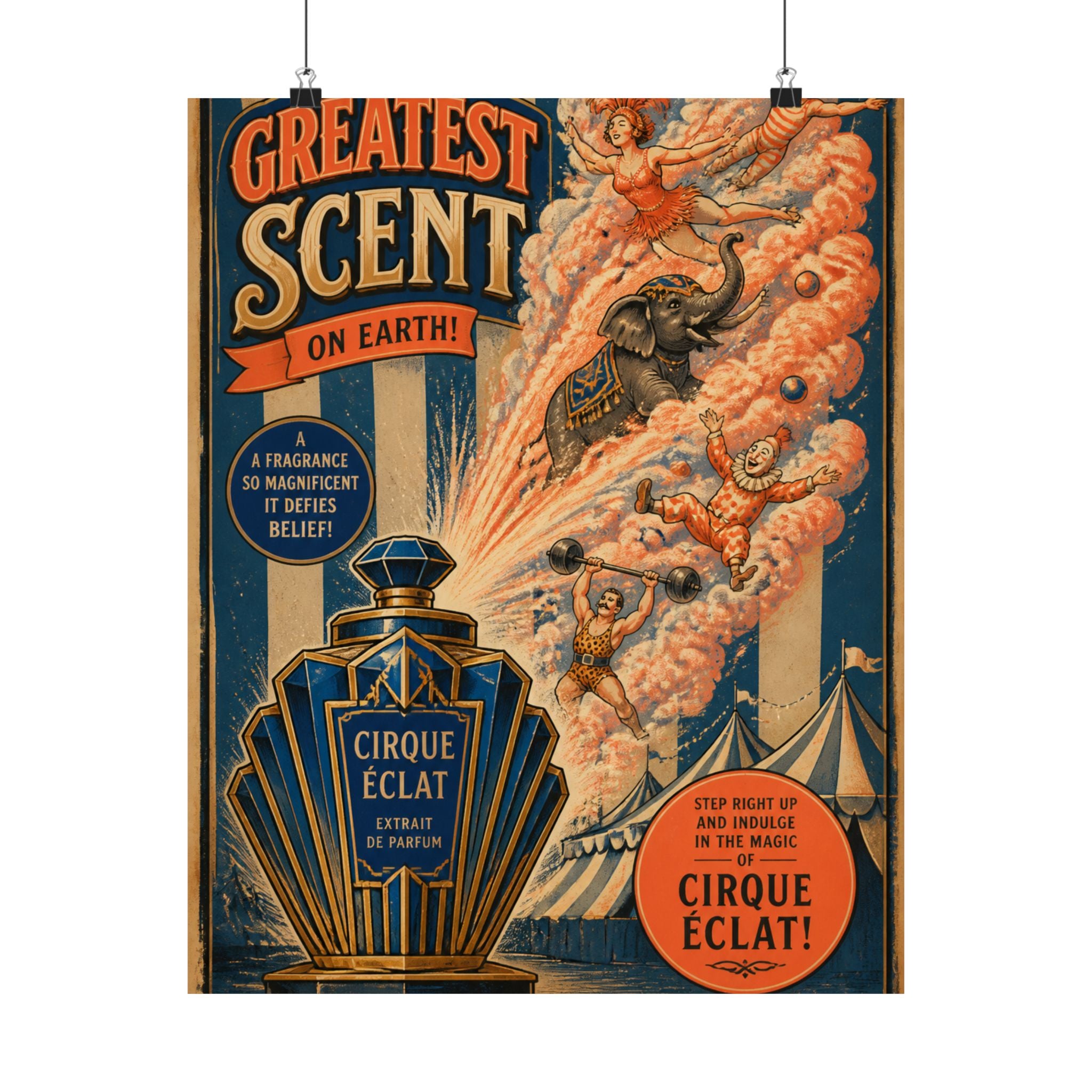 Perfume Bottle Fountain Wall Art Poster 18×24 Vintage Circus Kitchen Decor Maximalist Print