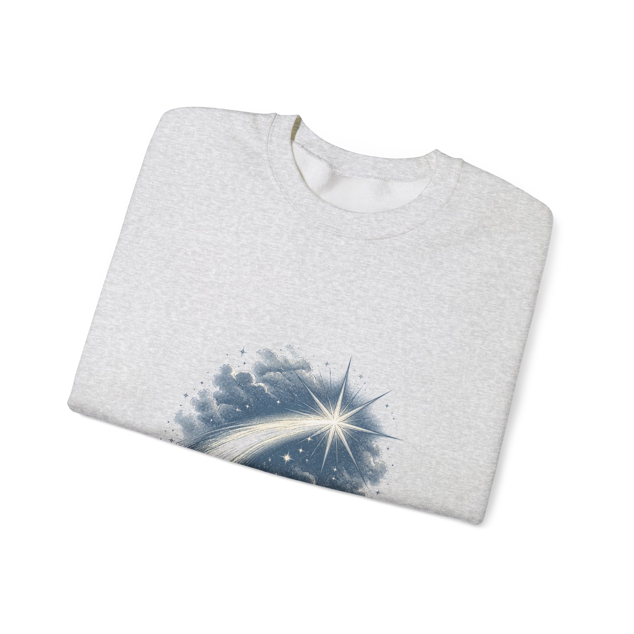 Matching Couple Sweatshirt - Shooting Star & North Star Matching Couple Crewneck Sweatshirt Vintage Art His Hers Wedding Gift - Design A