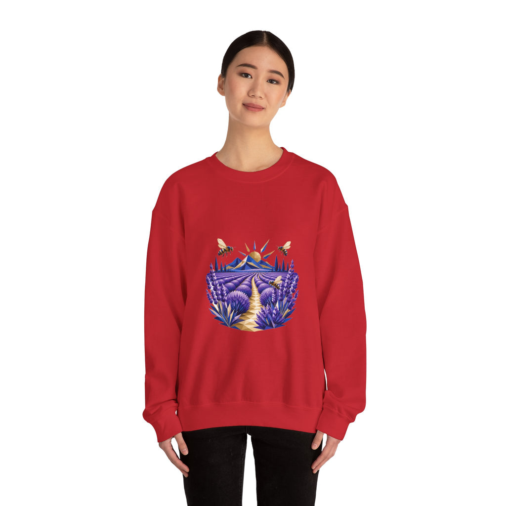 Matching Couple Sweatshirt - Lavender Fields & Canyon Matching Couple Comfort Colors Crew Geometric Art His Hers Love Gift - Design A