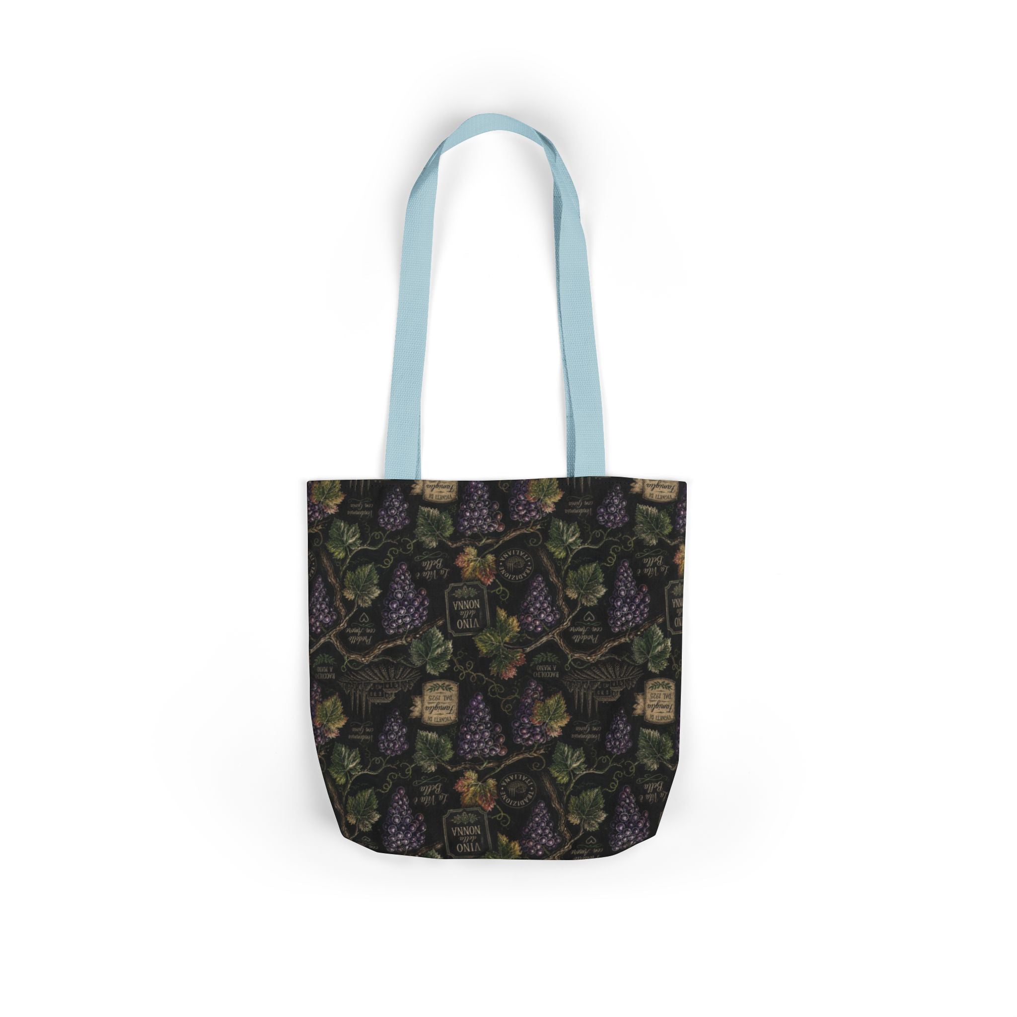 Grape Clusters Canvas Tote Bag Mediterranean Kitchen Chalk Art Design Italian Cottagecore Gift