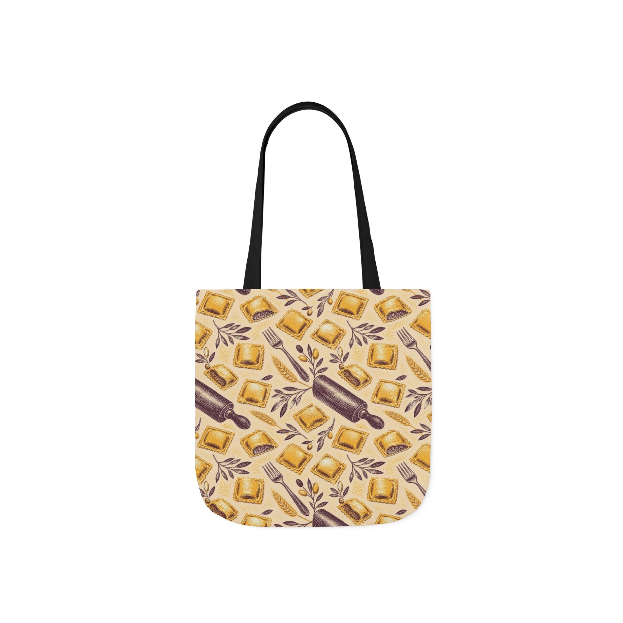 Fresh Ravioli Canvas Tote Bag Mediterranean Kitchen Linocut Design Italian Cottagecore Gift